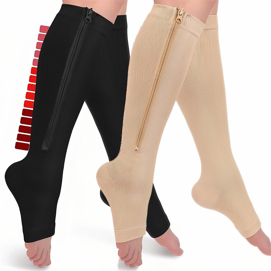 3 pairs zipper Compression Socks With Con Cremallera 20-30mmHg For Mens Womens