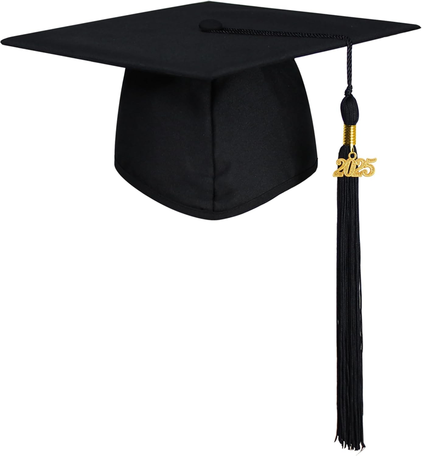 GraduationMall Matte Graduation Cap with 2025 Tassel for High One Size, Black