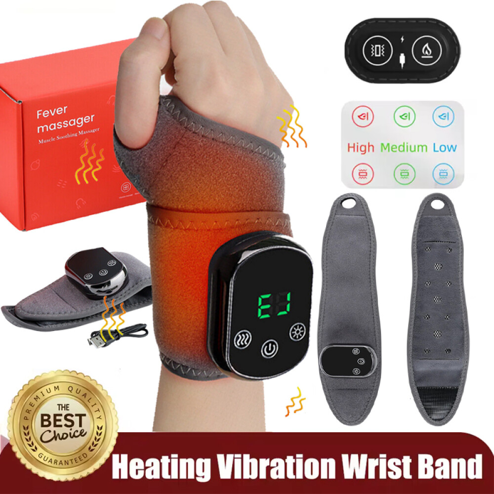 Electric infrared Heated Vibration Wrist Massager Hand Brace Support Pain Relief