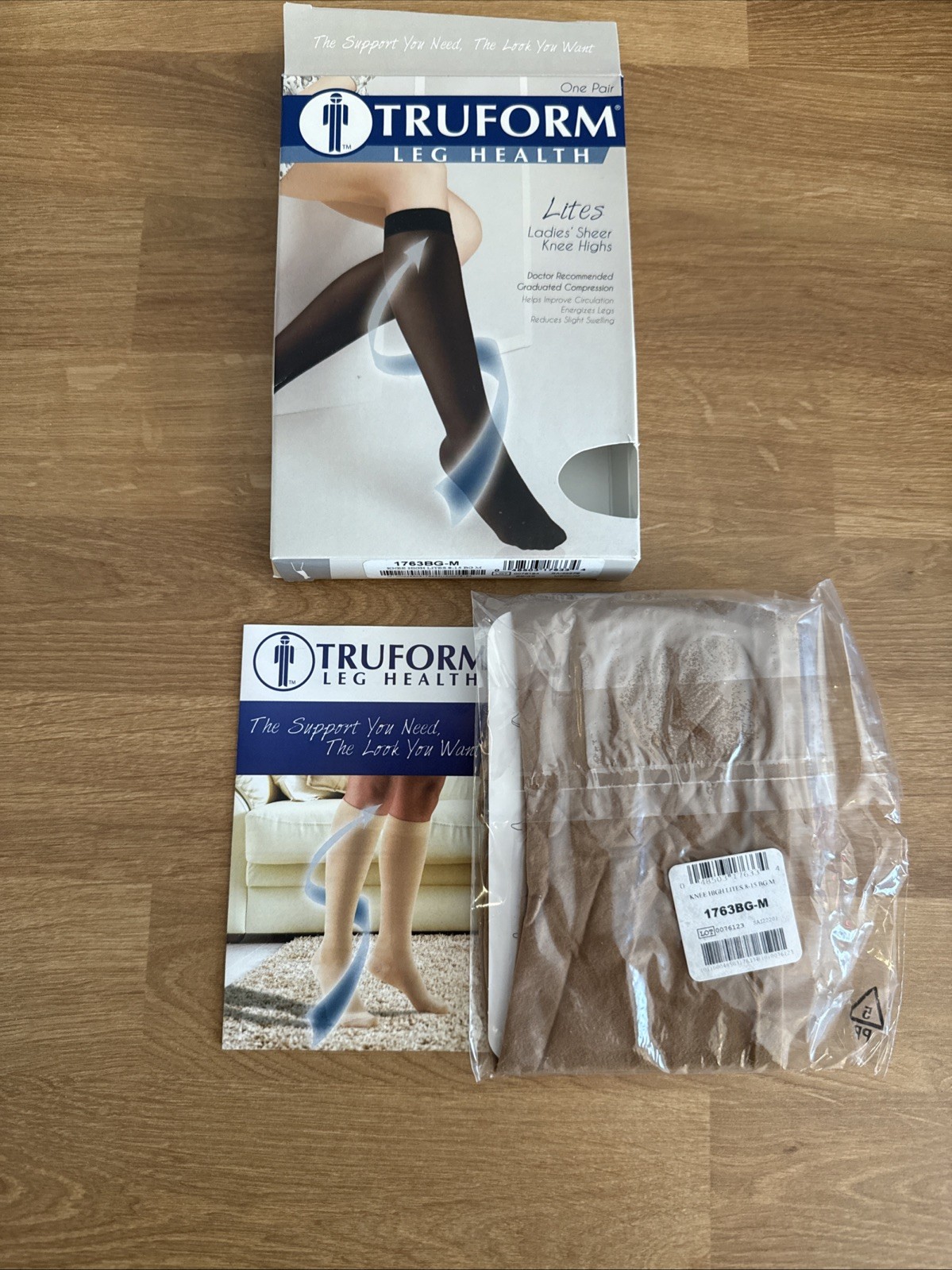Truform Lites Ladies Sheer Knee High Compression Socks 8-15 mmHg Beige Medium
