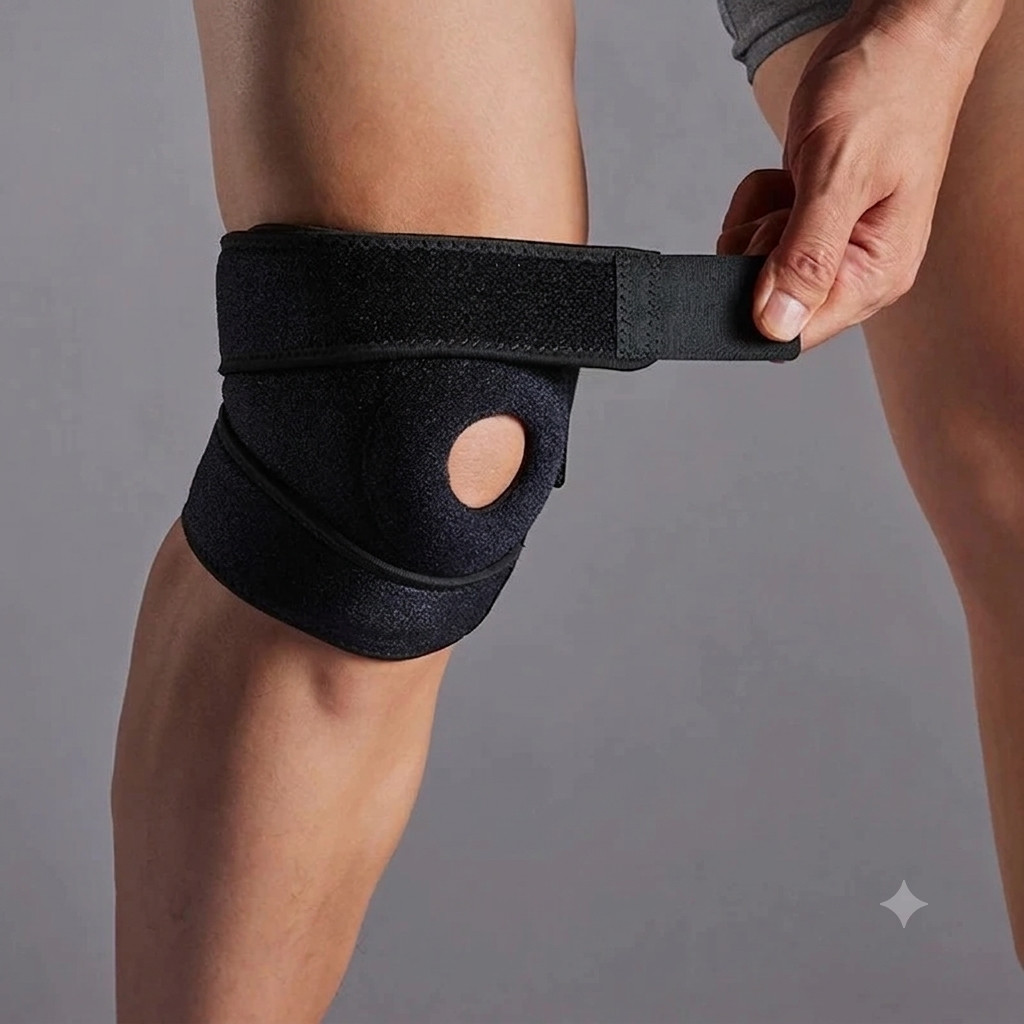 Knee Brace Compression Sleeve Hinged Joint Support Open Patella Stabilizer Wrap