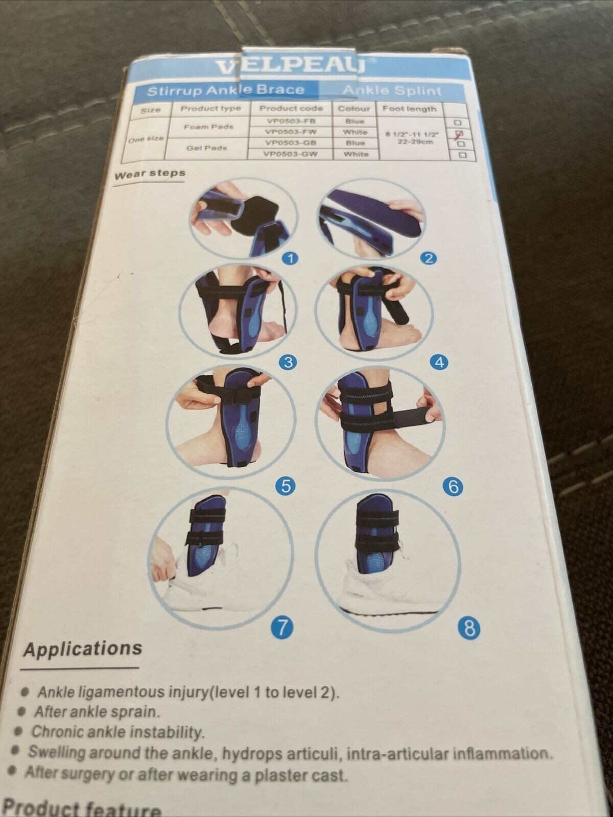 Velpeau VP1503 Ankle Support Brace Stirrup Stabilizer Left or Right Fit unisex