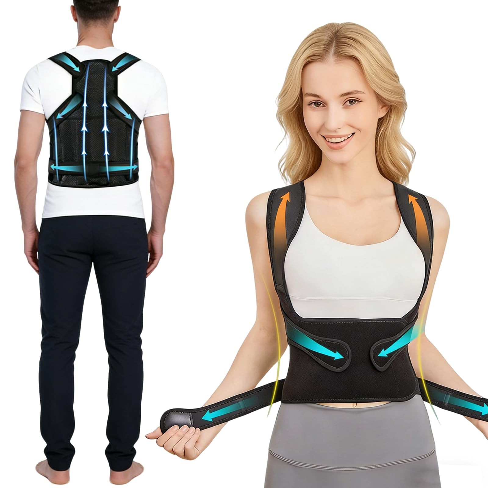 POYLKJGYT Back Brace Posture Corrector for Women and Men,Back Straightener M