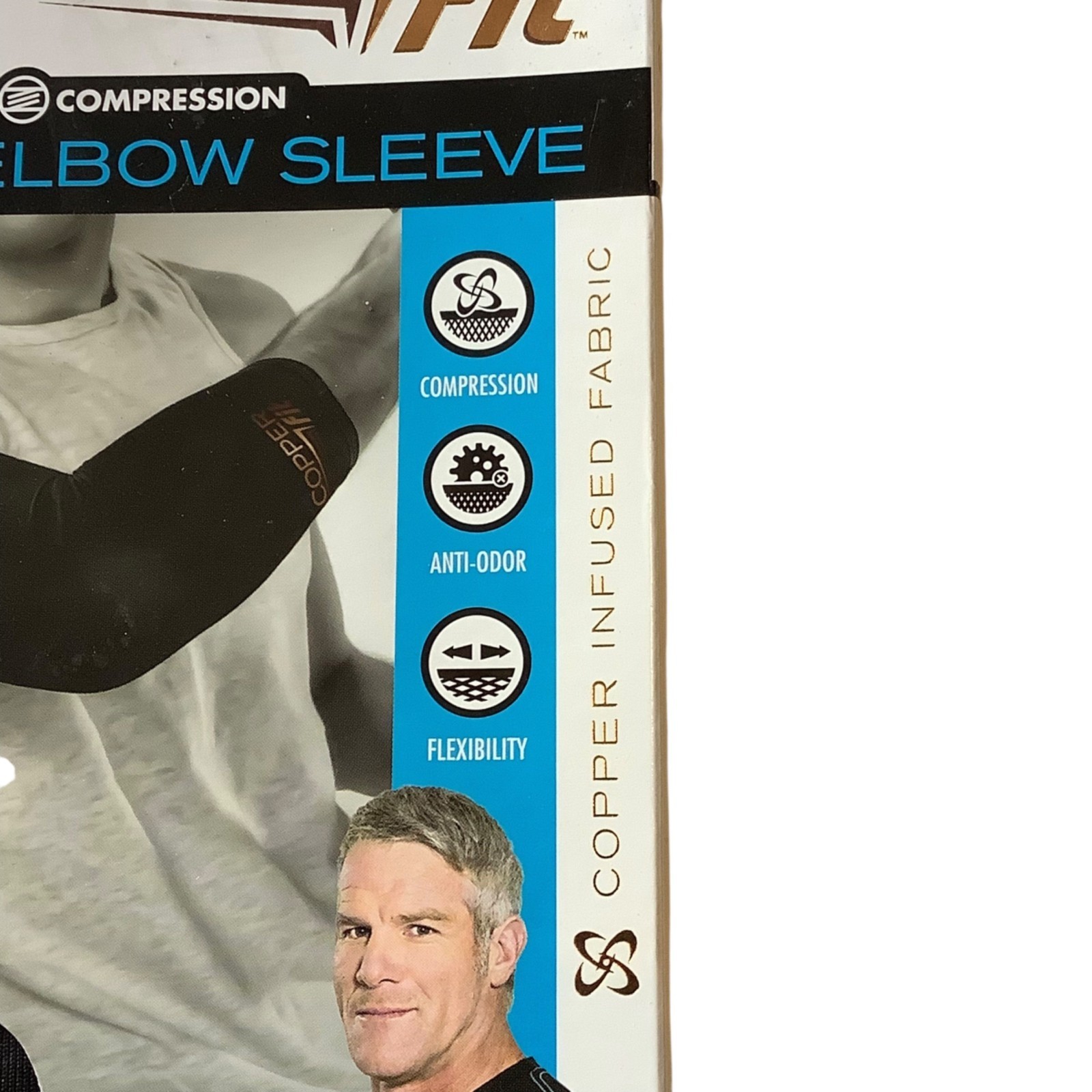 Copper Fit Compression Elbow Sleeve Large Unisex Copper Infused Anti-Odor Fabric