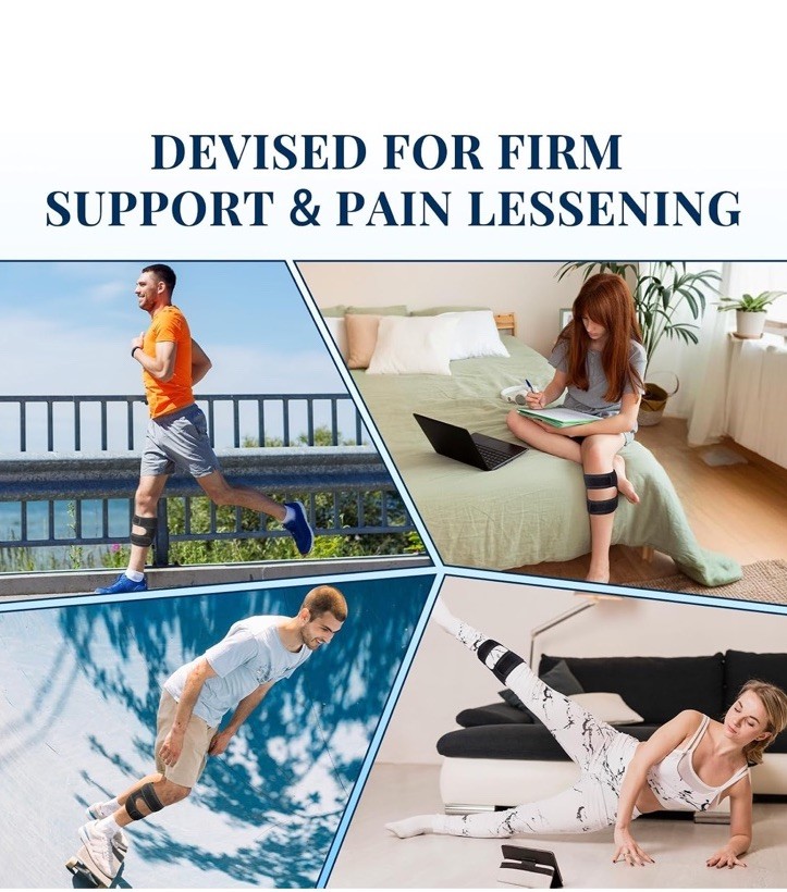 Adjustable Calf/Leg Brace Silicone Pads Metal Splints Pain Relief Black One Size