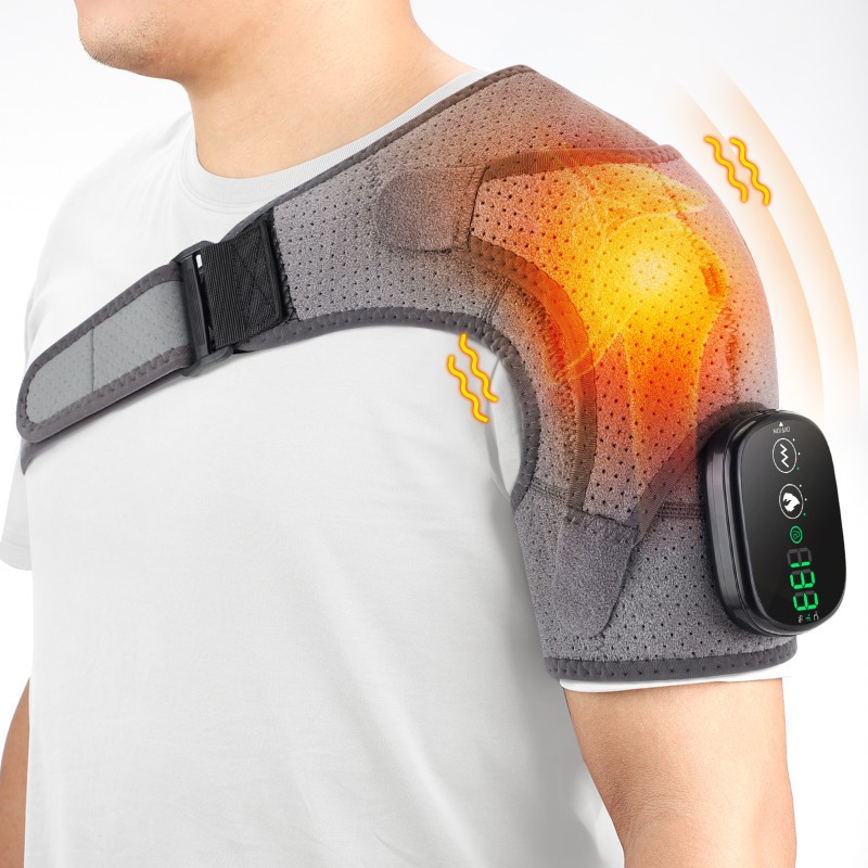 Electric Heated Shoulder Massager Brace with Vibration Therapy Joint Pain Relief