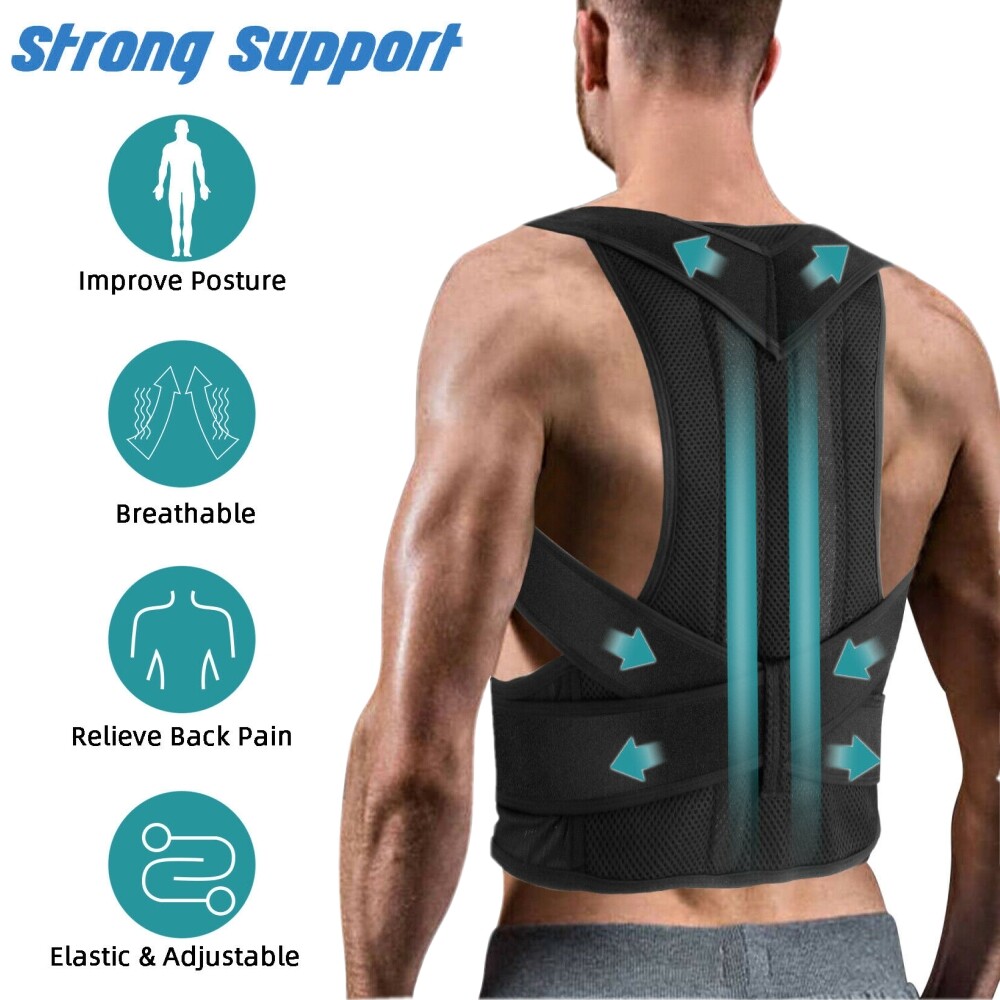 Unisex Thoracic Upper Back Brace for Lower Back Pain Relief Posture Corrector US