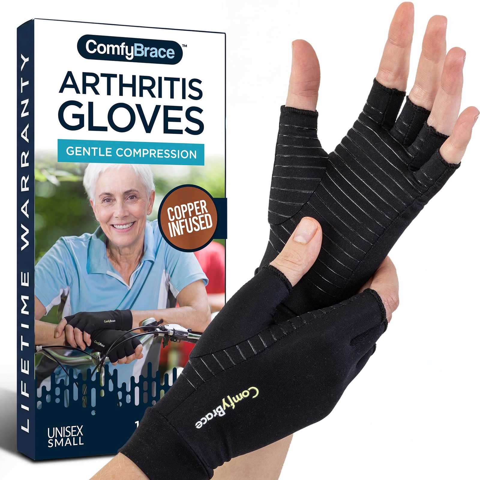Copper Arthritis Compression Gloves Fingerless For Pain Relief Carpal Tunnel…