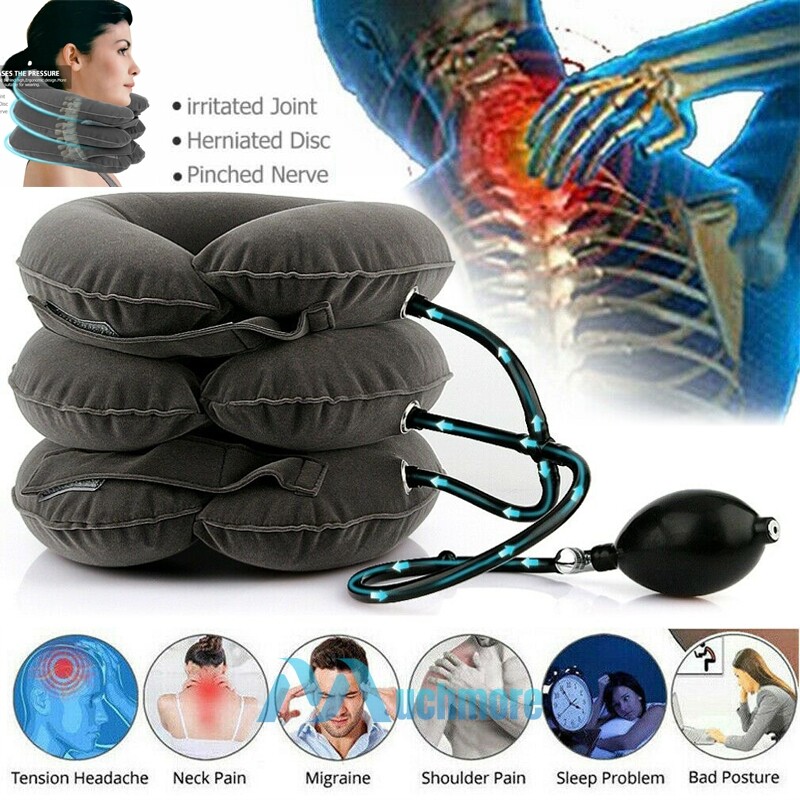 Cervical Neck Traction Inflatable Collar Brace Support Pain Relief Stretcher