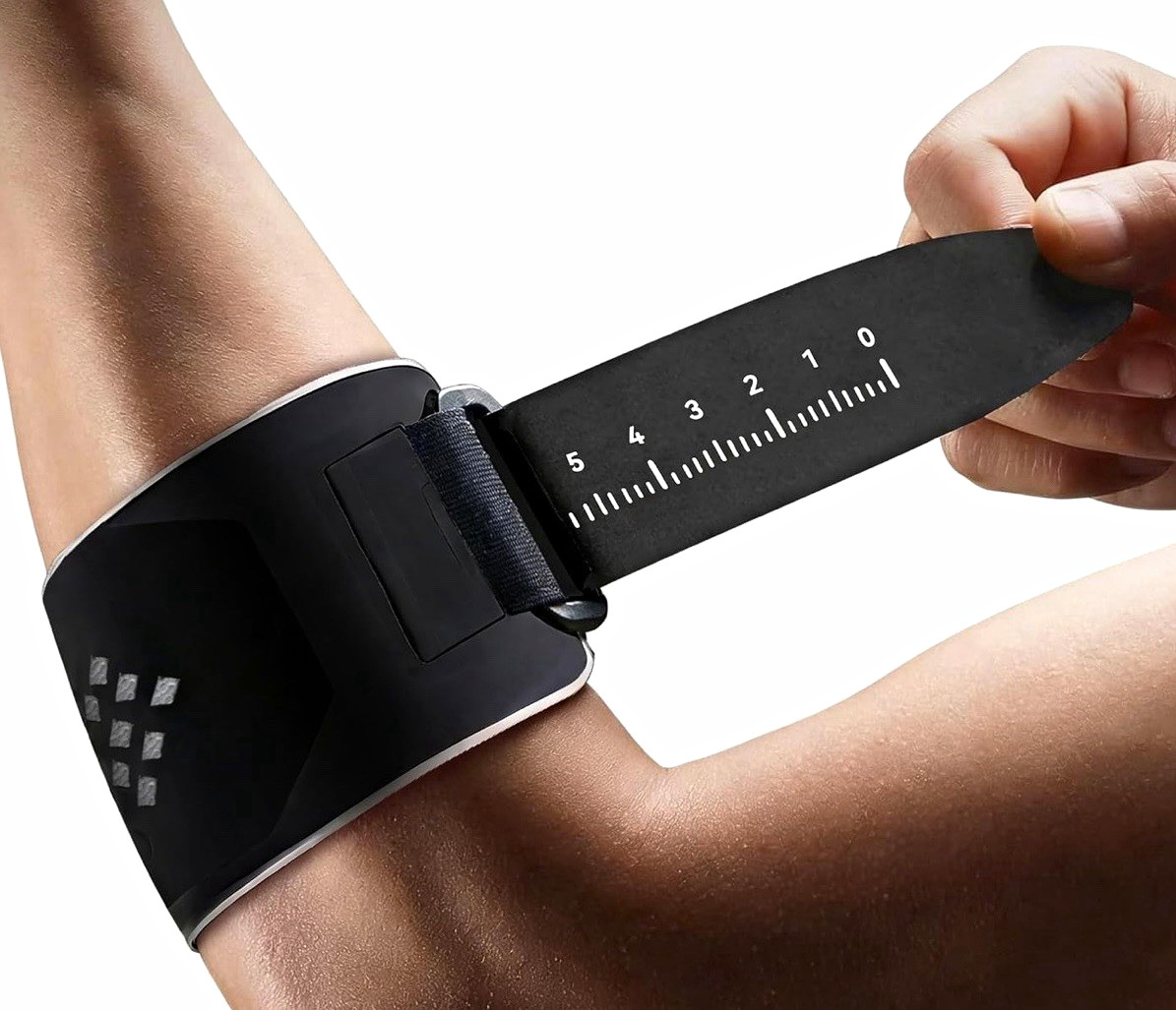 Adjustable Elbow & Forearm Brace Strap, Compression Stabilization, Black