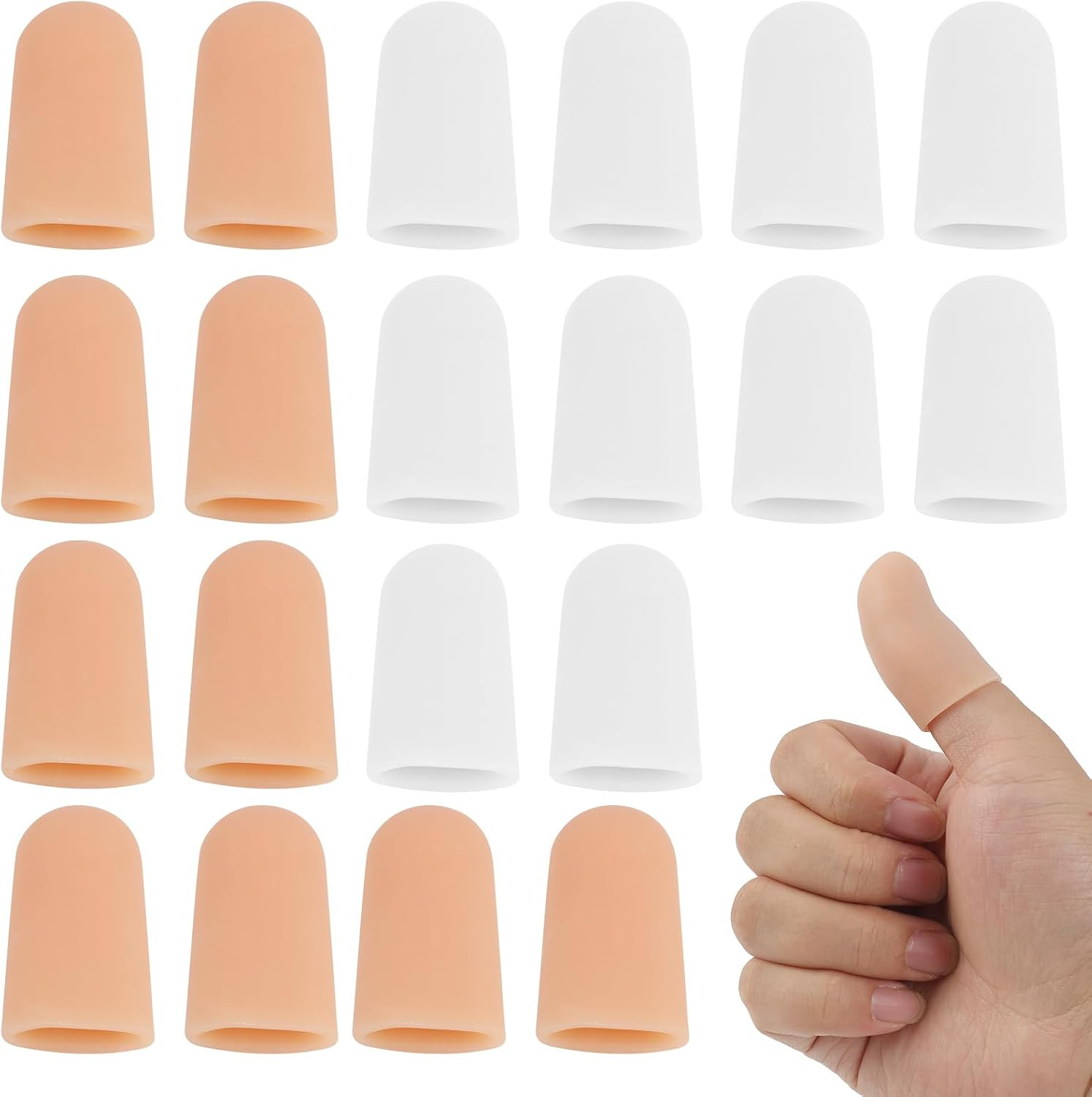 20 Pcs Gel Finger Cots Protector, Silicone Finger Protector Sleeve Support, Wate