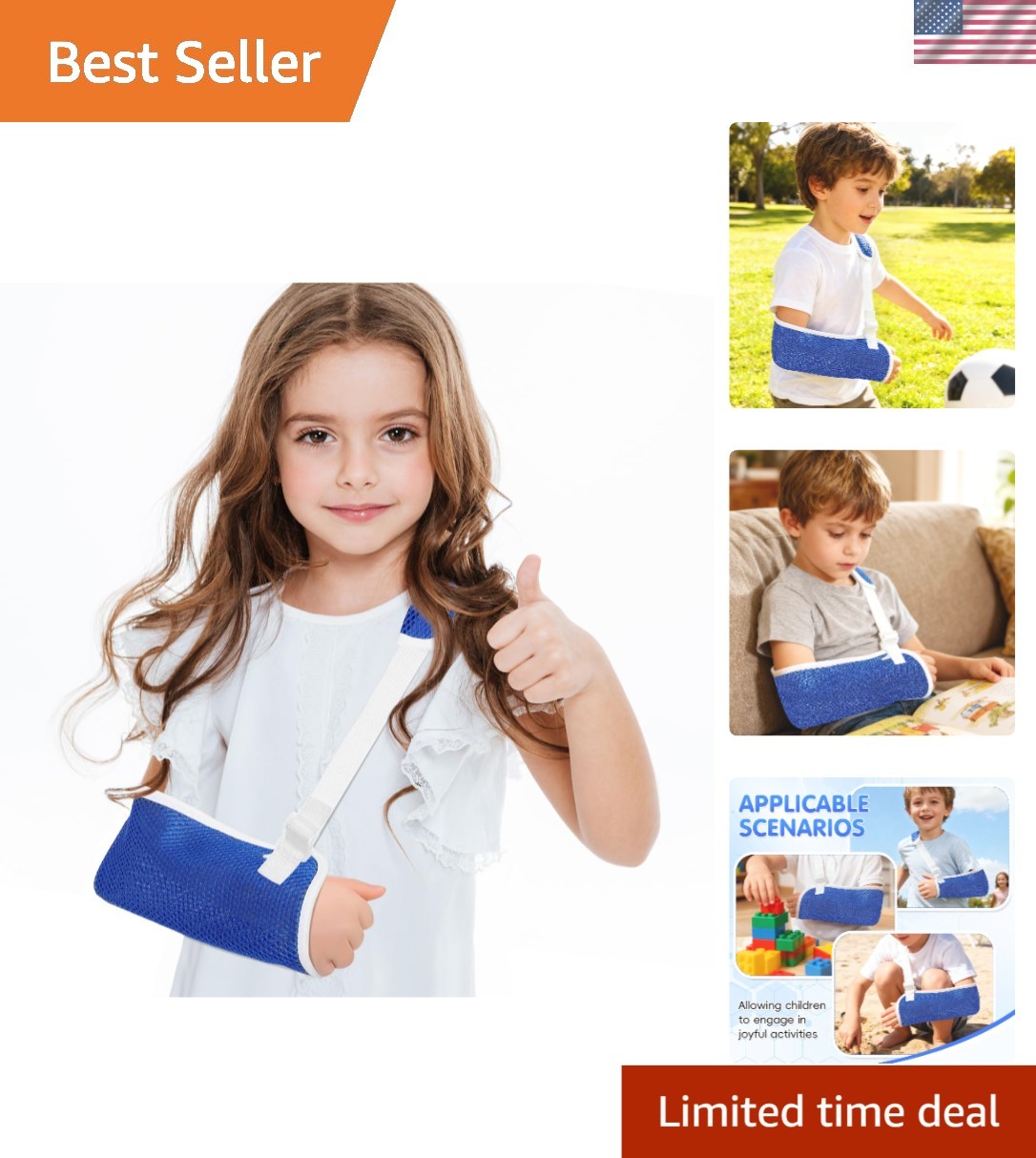 Breathable Kids Arm Sling – Padded Support for Fractured Wrist & Elbow Injuries