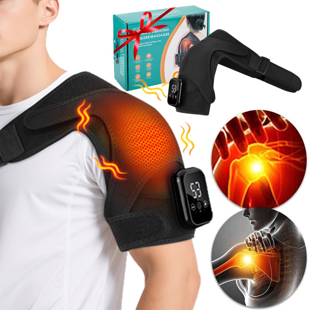 Electric Heated Shoulder Massager With Vibration Massage Brace Joint Pain Relief