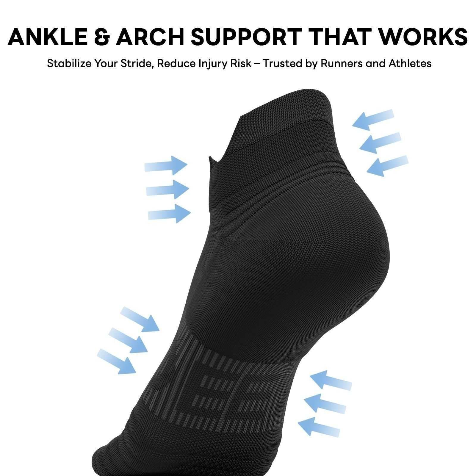 easetoe 6 Pairs Ankle Compression Socks Men Women 15-20mmHg – Cushioned Low Cut