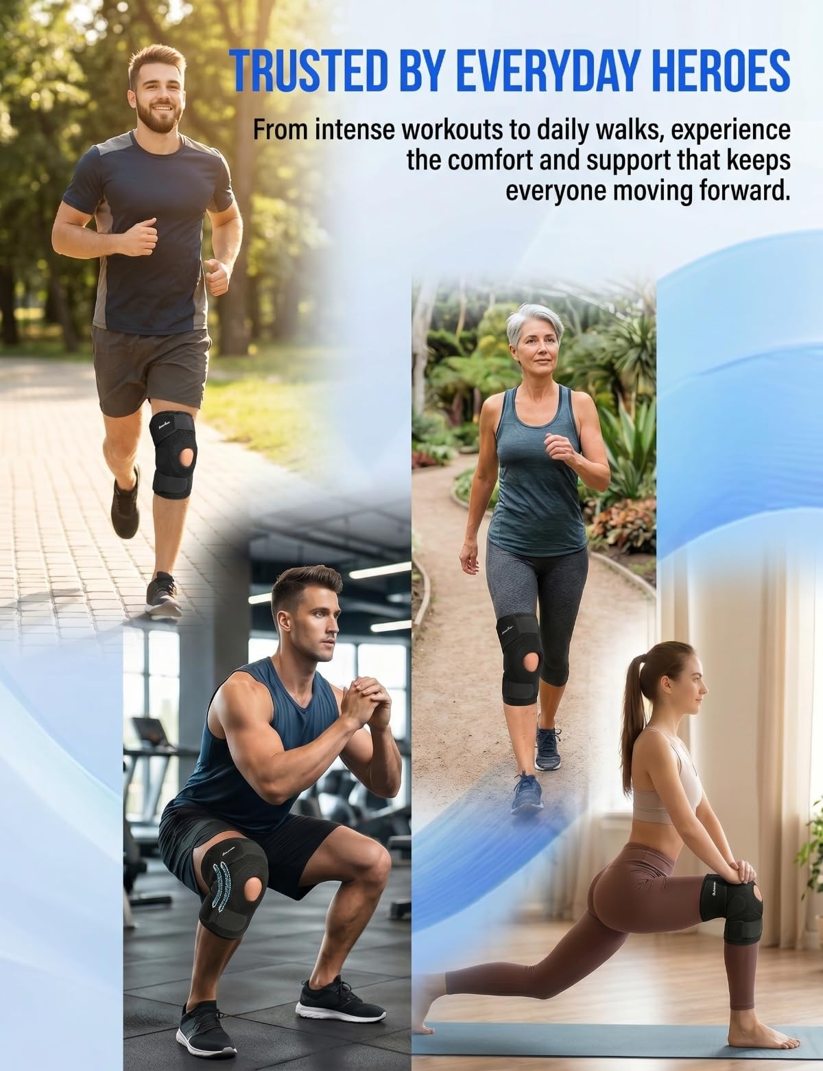Professional Compression Knee Brace for Men & Women – Adjustable Knee Support…