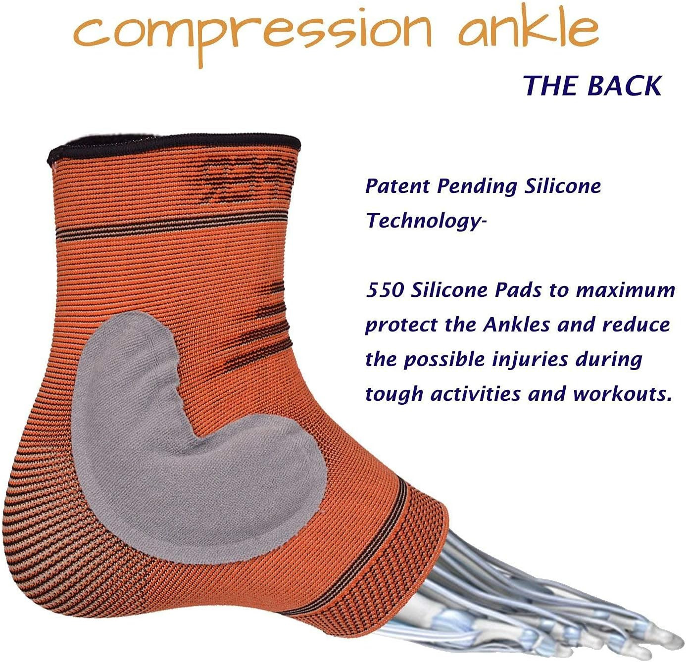 Infused Compression Ankle Brace, Silicone Ankle Sleeve Support, Pain Relief from