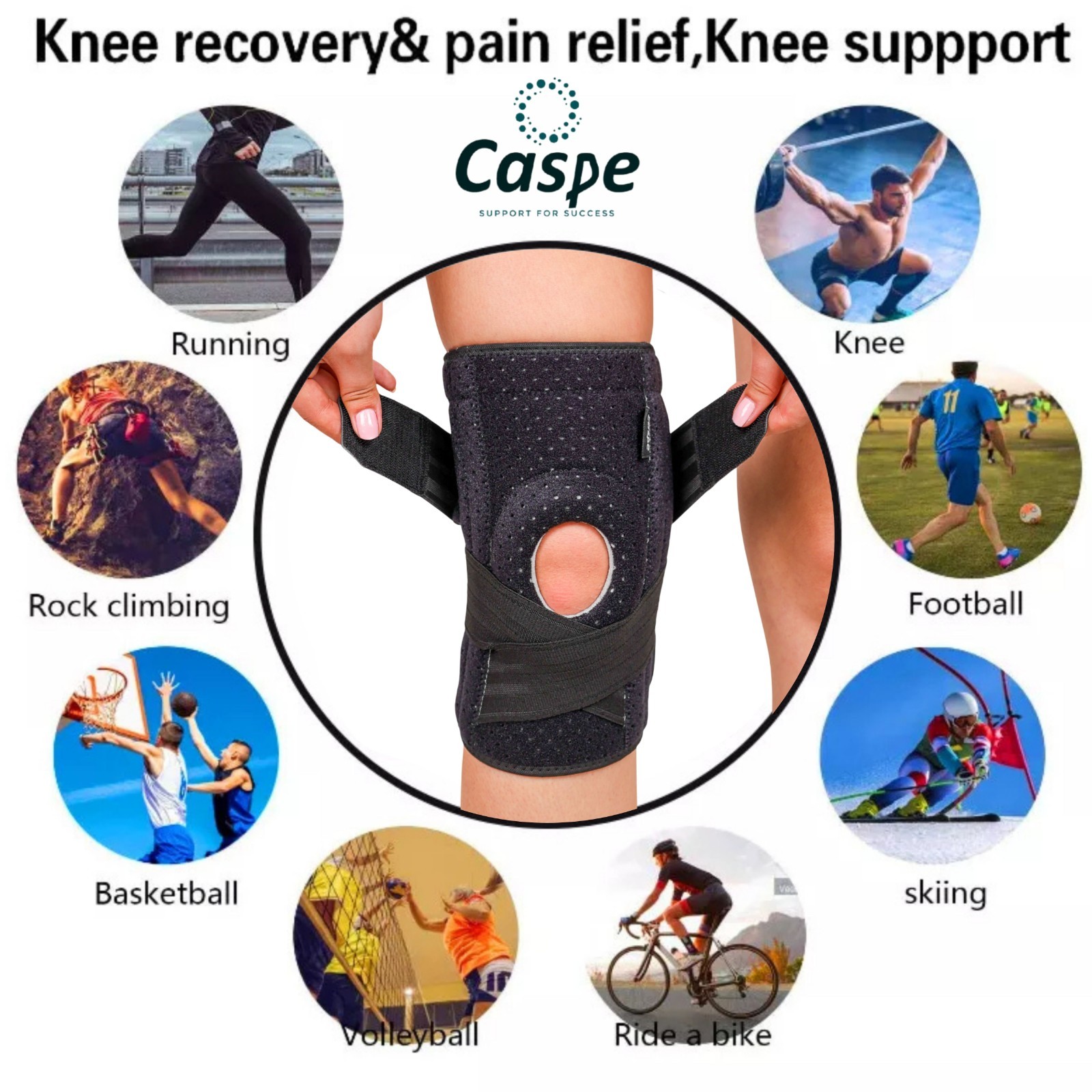 Knee Sleeve Compression Brace Support Meniscus Sport Joint Pain Arthritis Relief