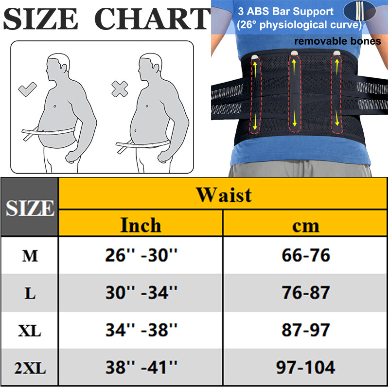 Adjustable Lumbar Support Lower Waist Back Belt Brace Pain Relief For Men &Women