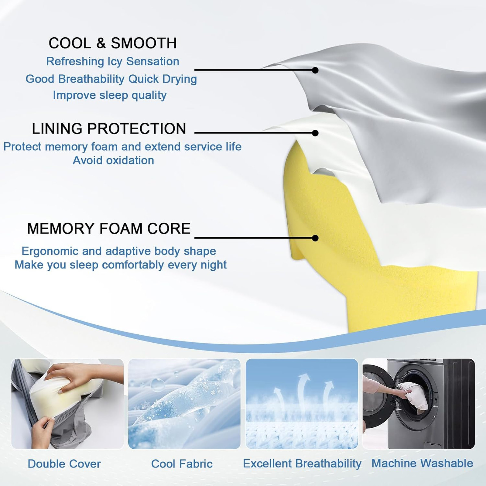 Side Sleeper Pillow with Arm Holes for Adults, Memory Foam Cervical Neck