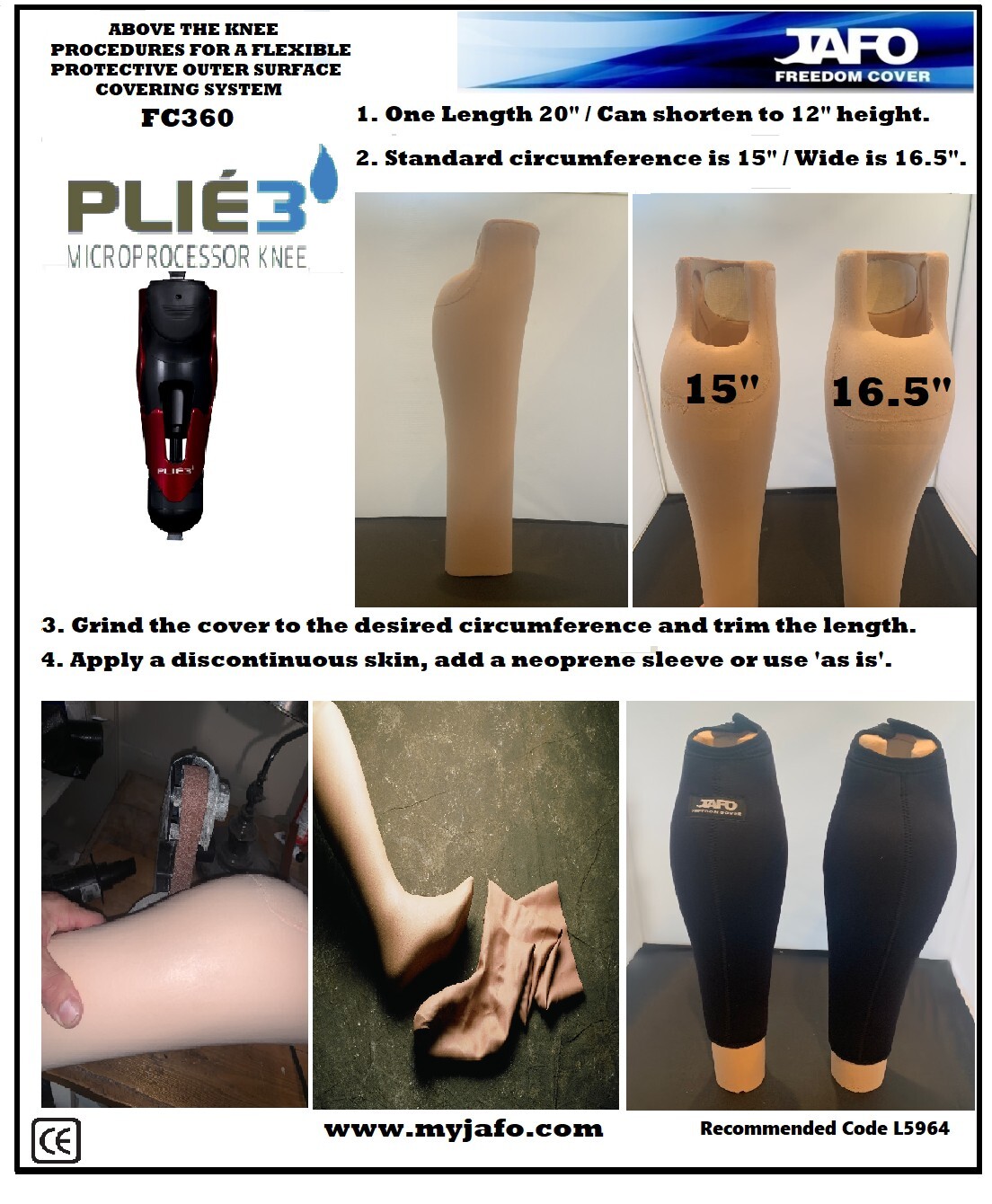 prosthetic leg protective knee cover by JAFO For Endolite, Orion, Lynx, Plie,