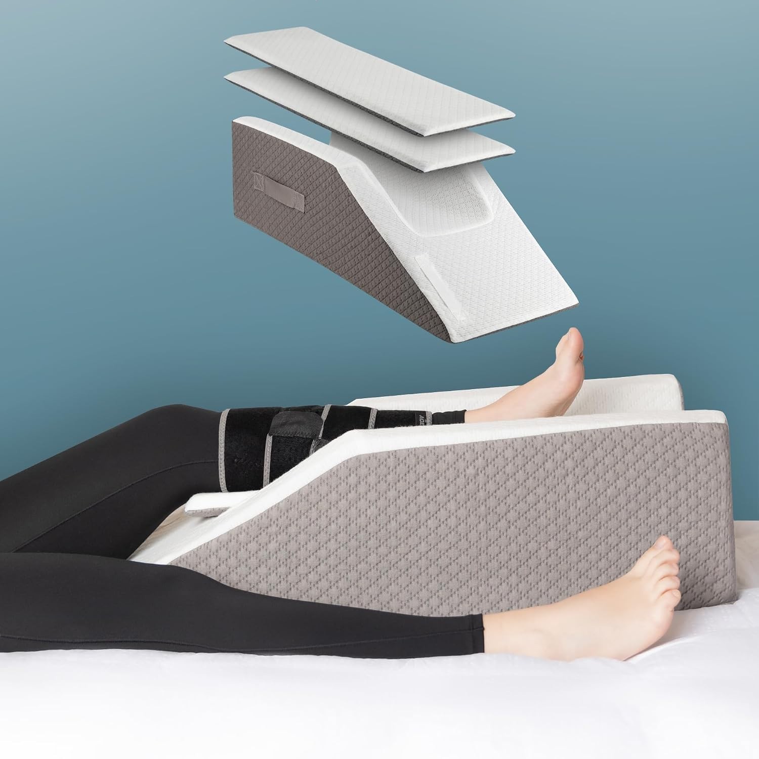 Adjustable Leg Elevation Pillow Knee Ankle Support Post Surgery Recovery
