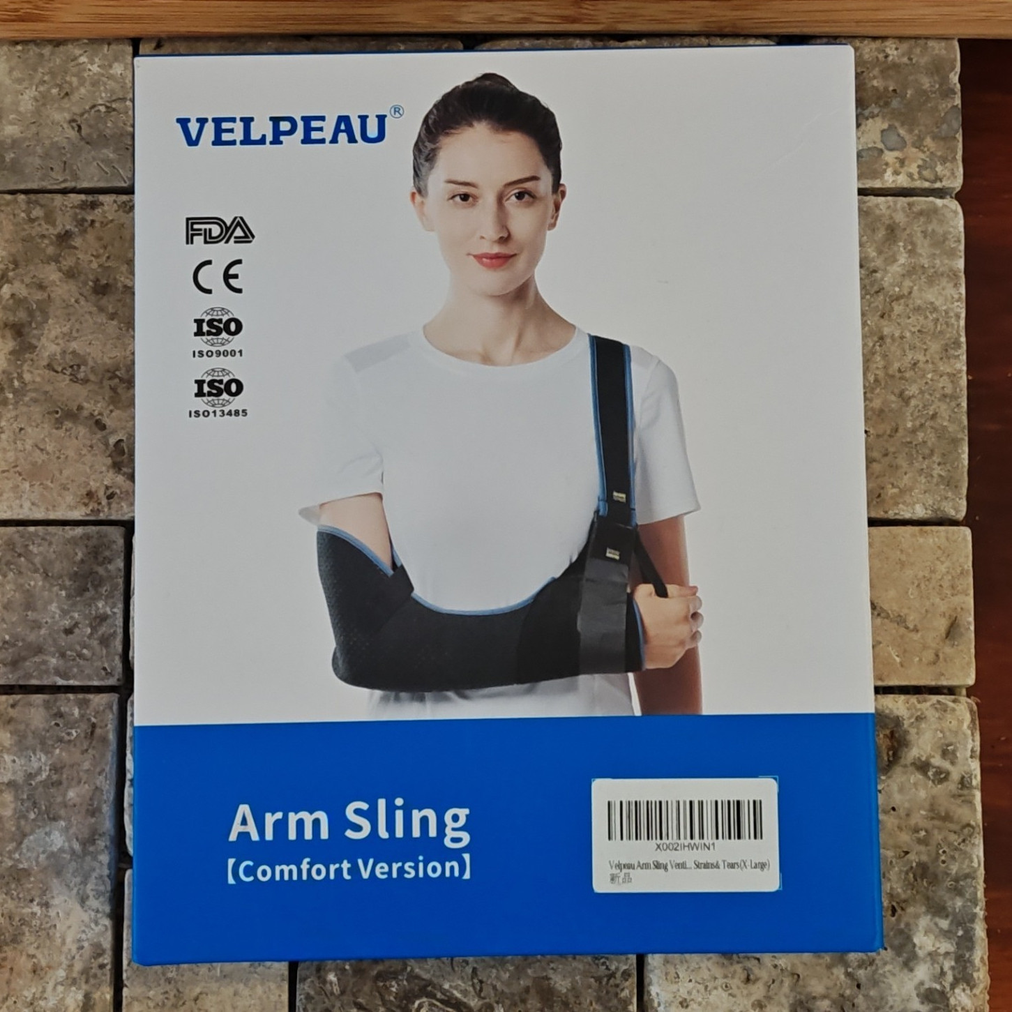 VELPEAU Comfort Arm Sling Black XL for Arm/Shoulder Support VP0306-XL