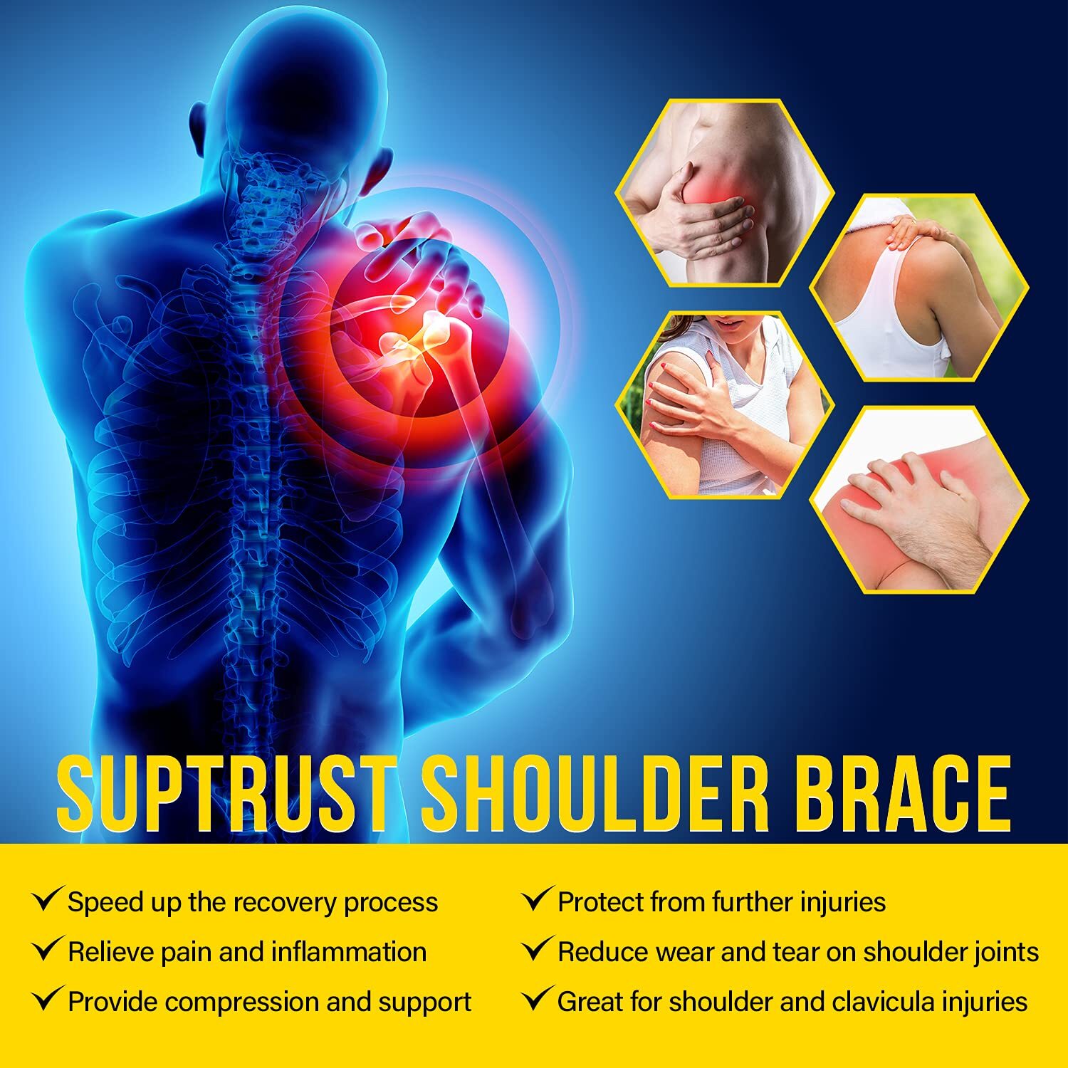 Shoulder Brace Torn Rotator Cuff Dislocated Support Compression Joint Left/Right