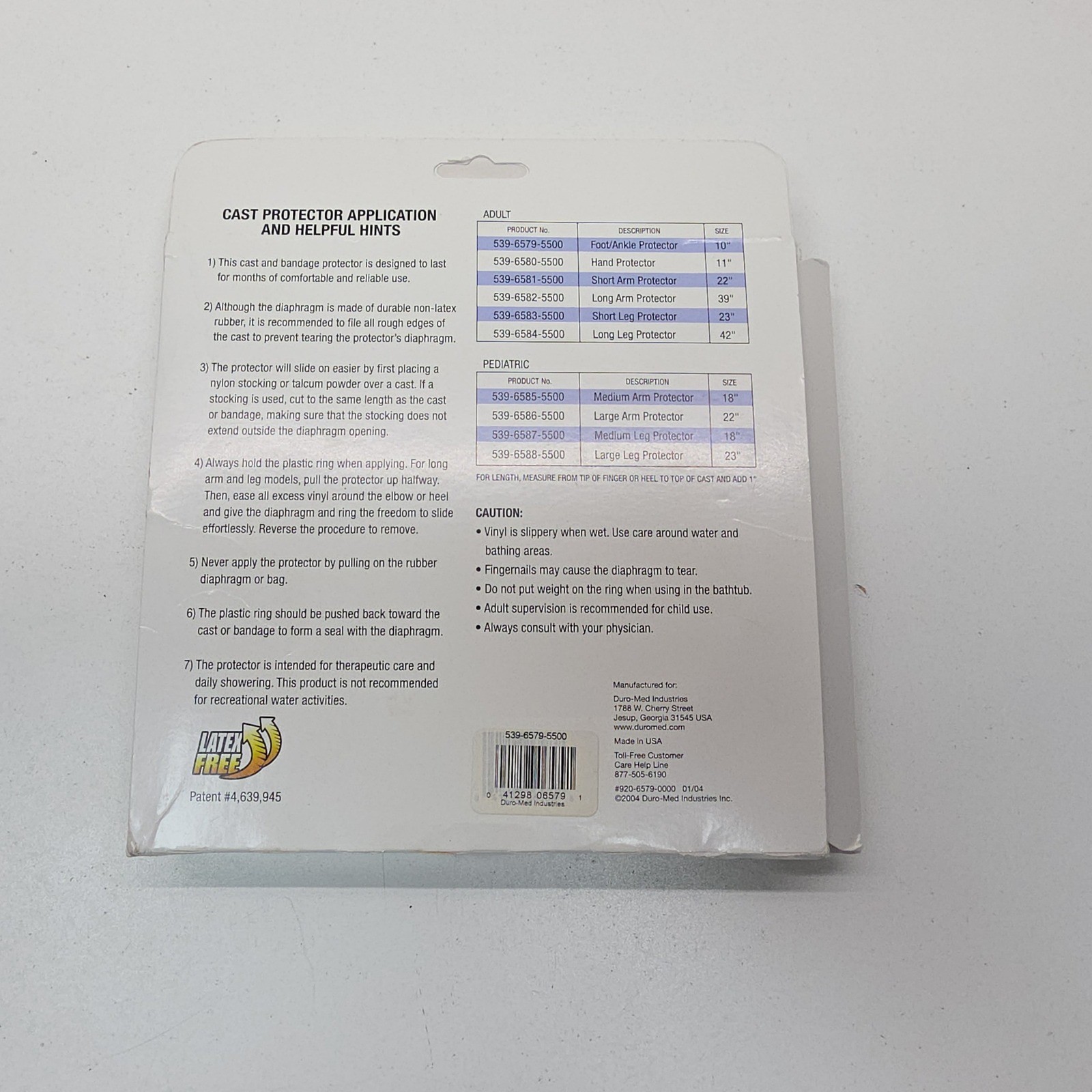 Duro-Med Adult Foot Ankle Cast Bandage Protector Waterproof 10″ 539-6579-5500