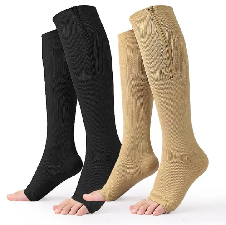 Knee High Open Toe Varicose Vein Swollen legs 15-20 mmHg Compression Socks US