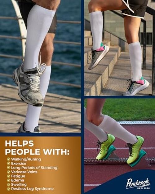 3 Pairs Copper Mens Compression Socks 20-30 mmHg, X-Large White – 3 Pairs