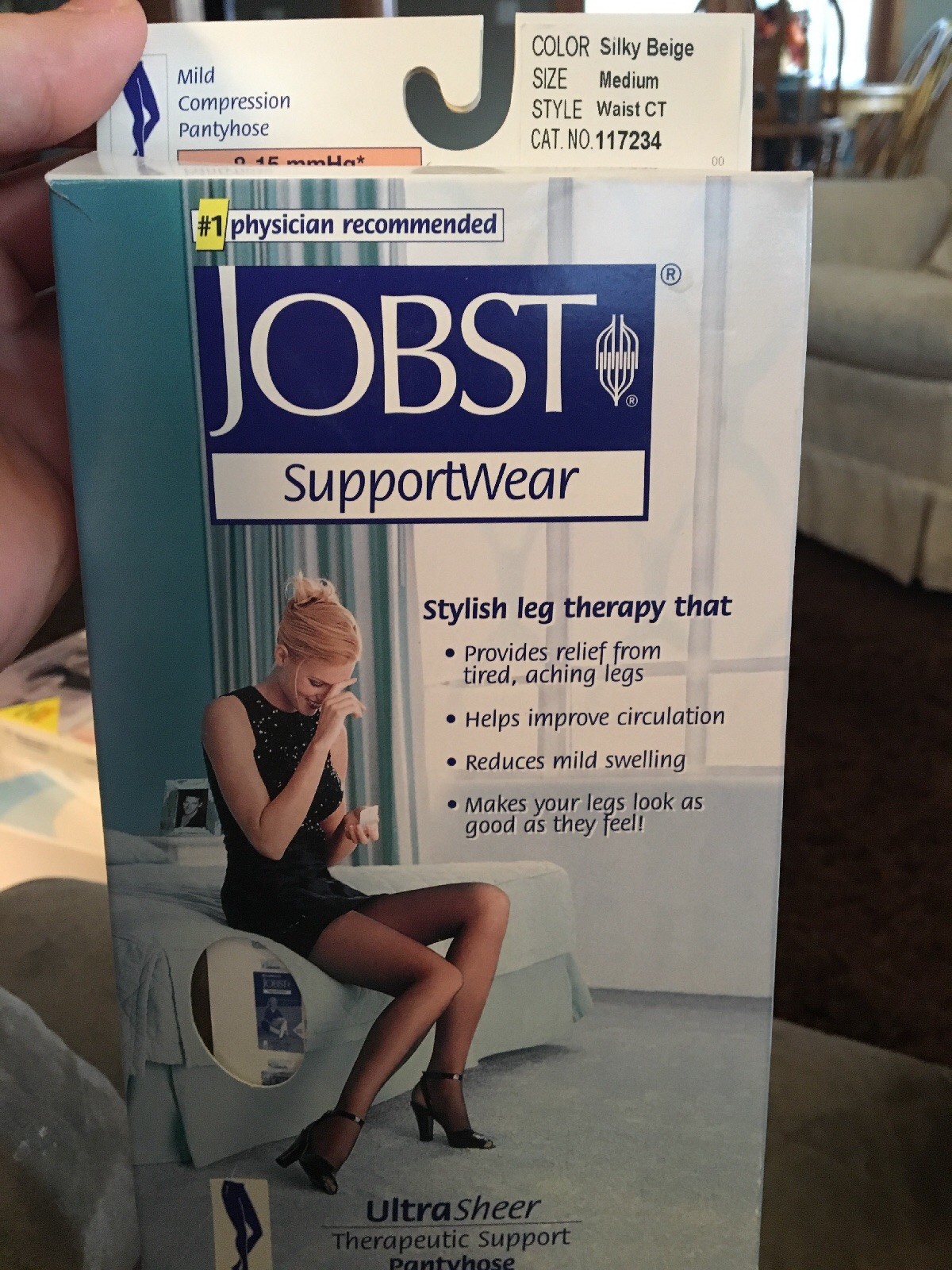 JOBST SupportWear Thigh High Stockings 8-15 mmHg Ultra Sheer Silky Beige