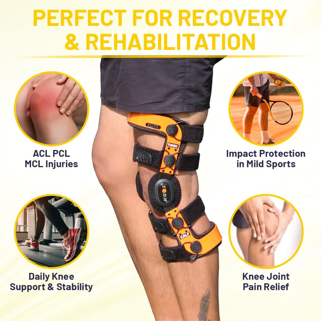 KGOI ELITE Orthopedic Knee Support Brace Adjustable Size-10, Orange