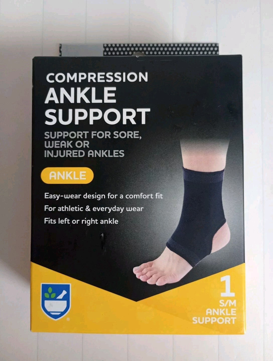 Compression Ankle Support Size S Color Black Supports For Sore, Weak Or Injured