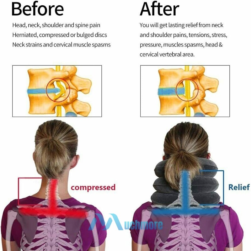 Cervical Neck Traction Inflatable Collar Brace Support Pain Relief Stretcher