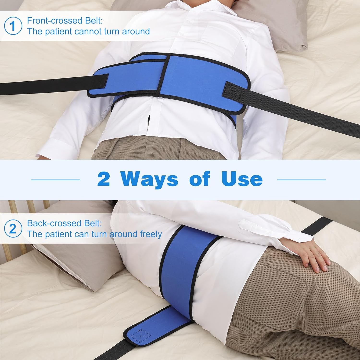 Rhino Valley Medical Bed Restraint Strap for Elderly, Anti-Fall Waist Restraints