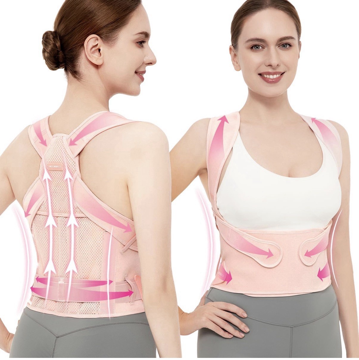 Vicorrect Adjustable Ergonomic Posture Corrector Pink S Back Support