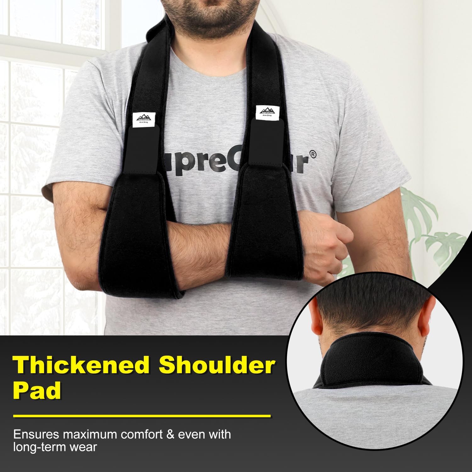Black Left Right Arm Sling Shoulder Immobilizer Rotator Cuff Brace Men