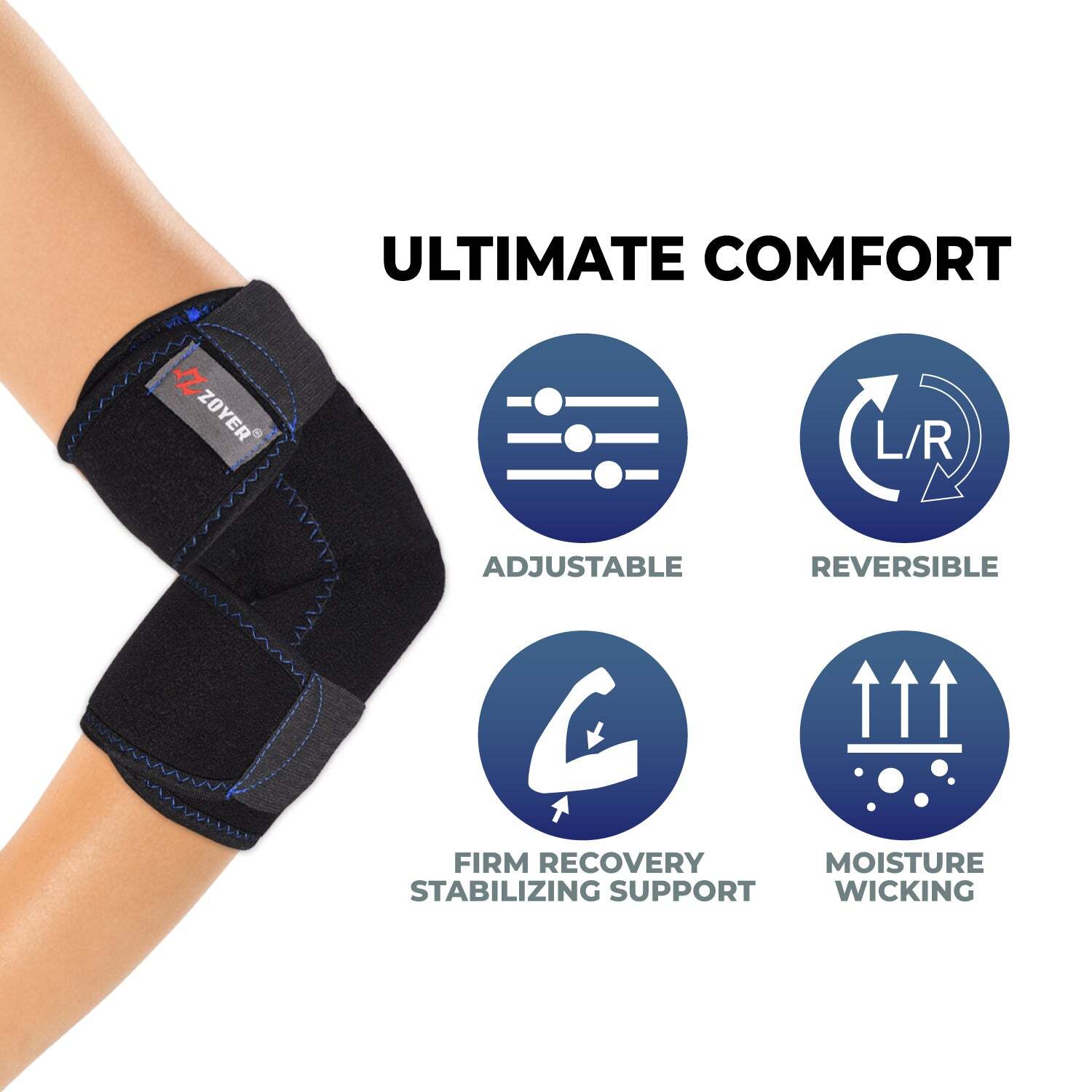 ZOYER Recovery Elbow Brace with Dual Stabilizer
