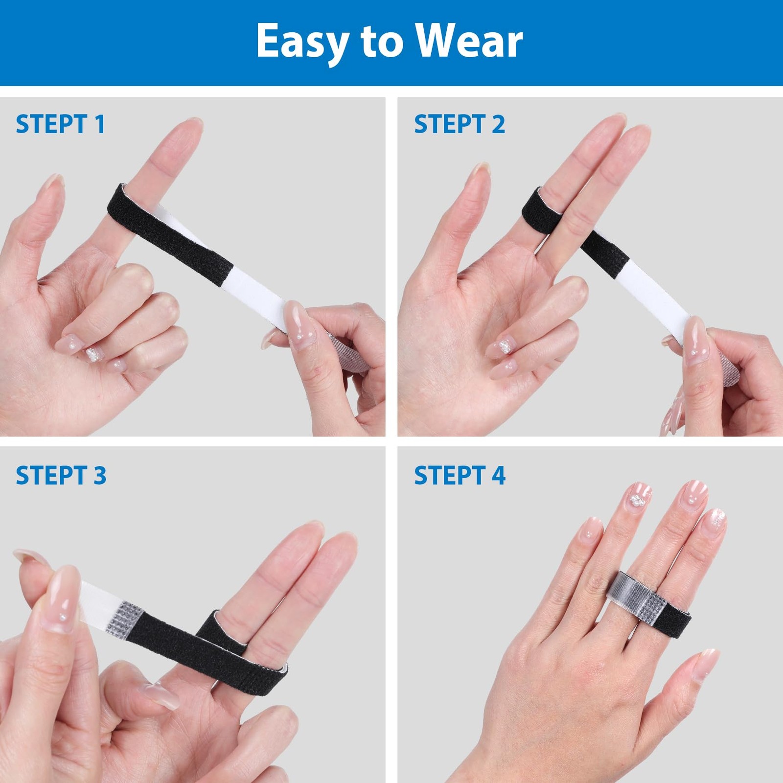 Finger Splint, 12PCS Finger Buddy Straps, Adjustable Buddy tape for Broken To…