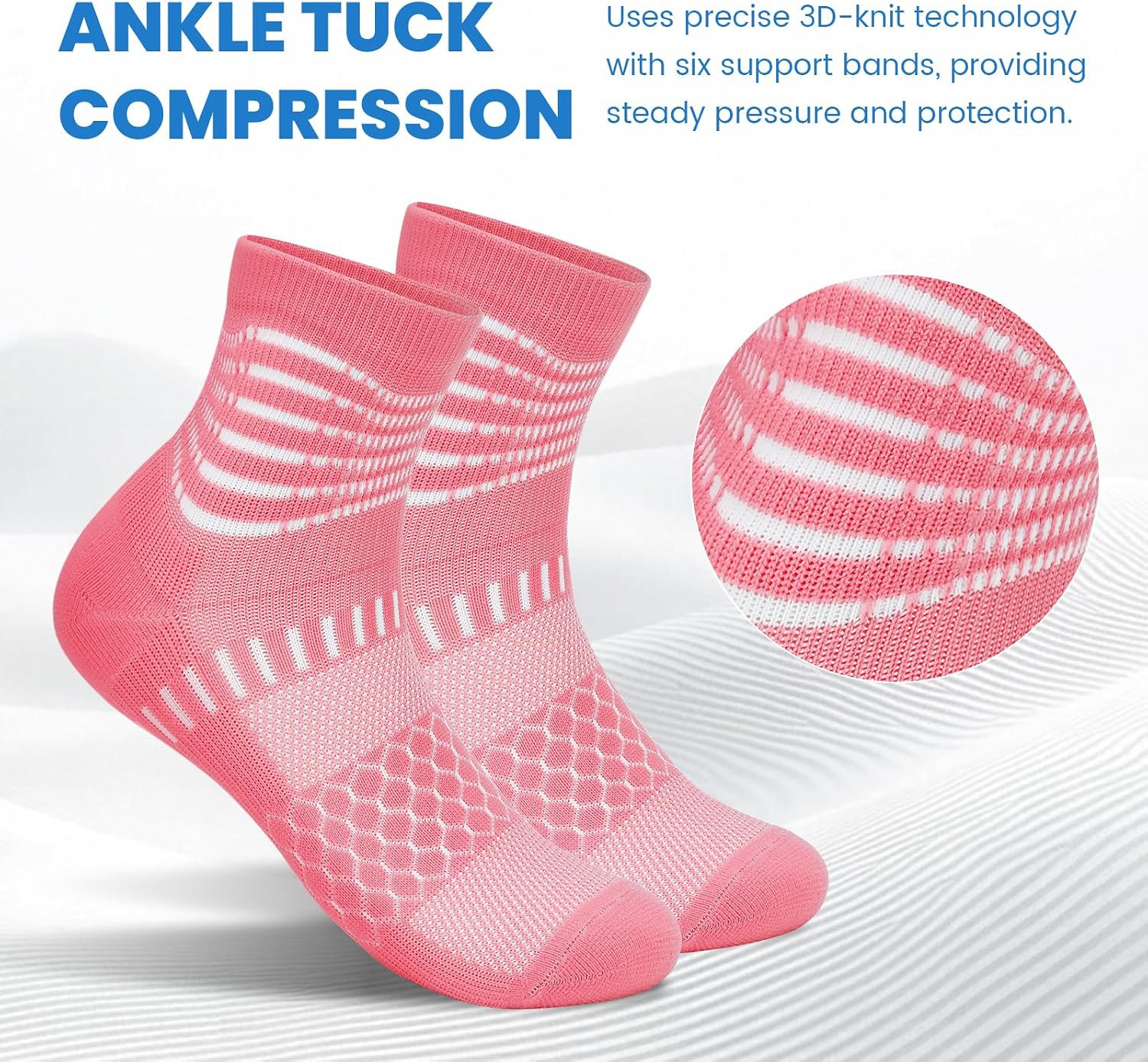 Ankle Compression Socks for Women Men Plantar Fasciitis Relief 3/5 Pairs Cushion