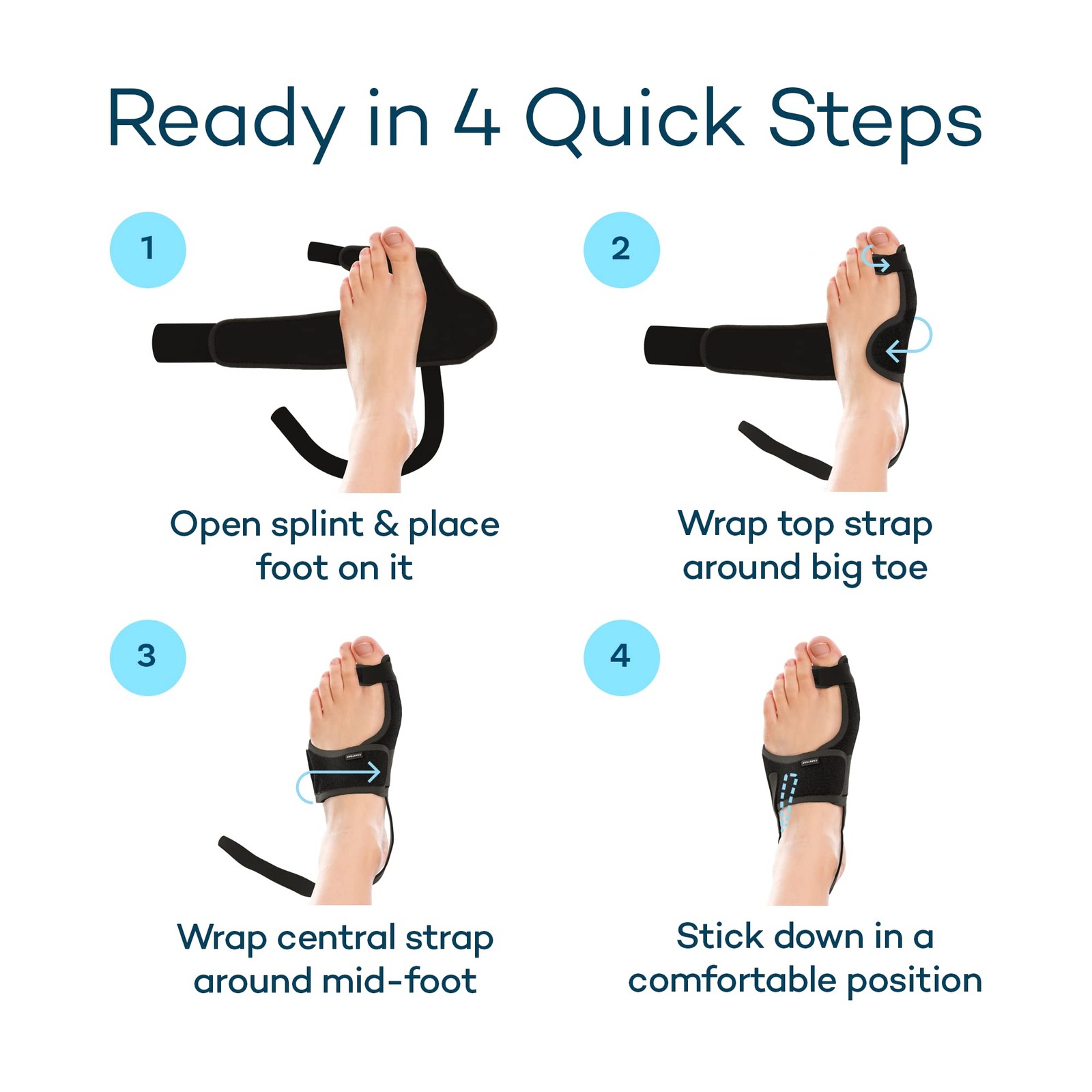 Caretras 2-Pack Bunion Corrector for Women & Men, 2 Count (Pack of 1), Black