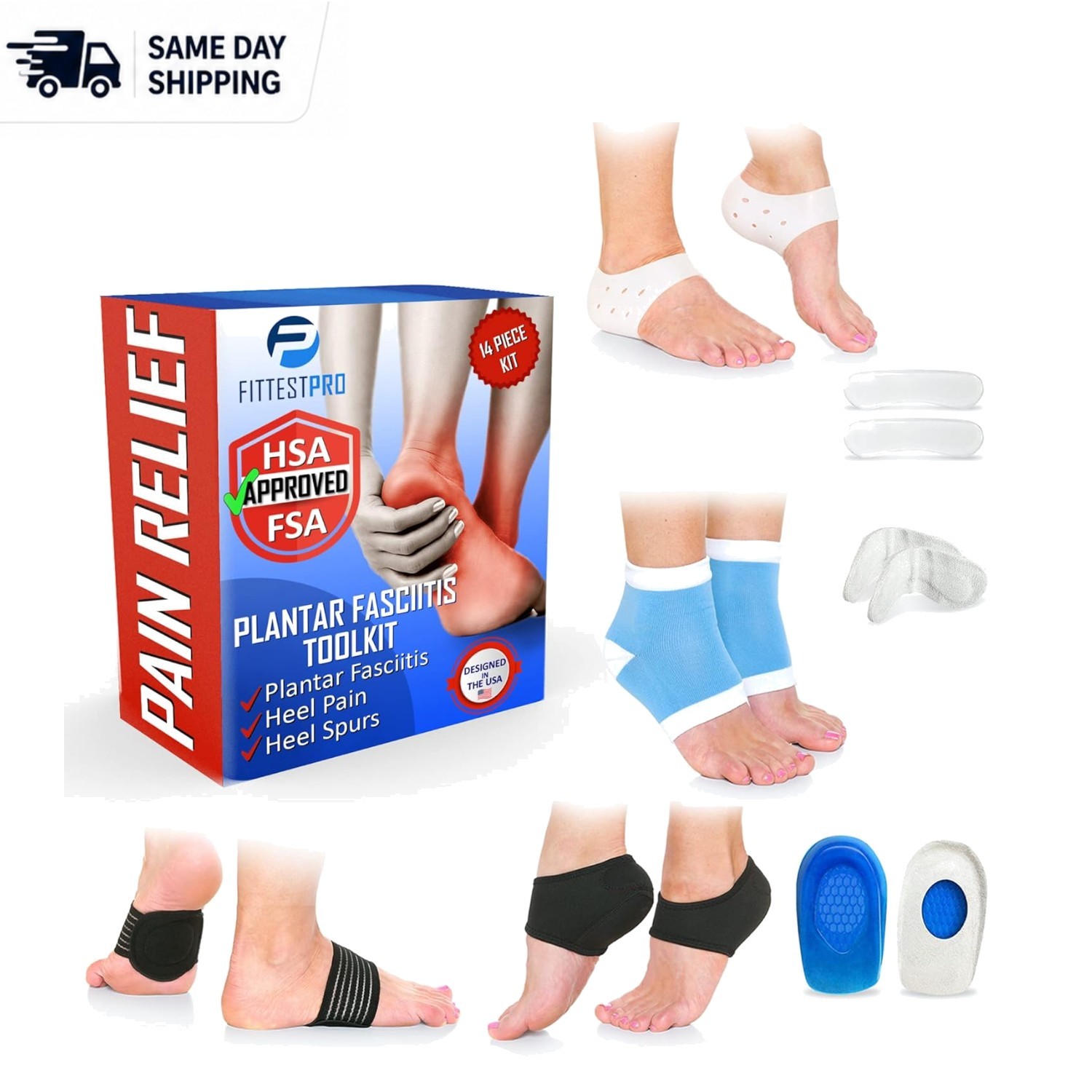14-Piece Foot Care Kit for Plantar Fasciitis – Ultimate Comfort & Pain Relief