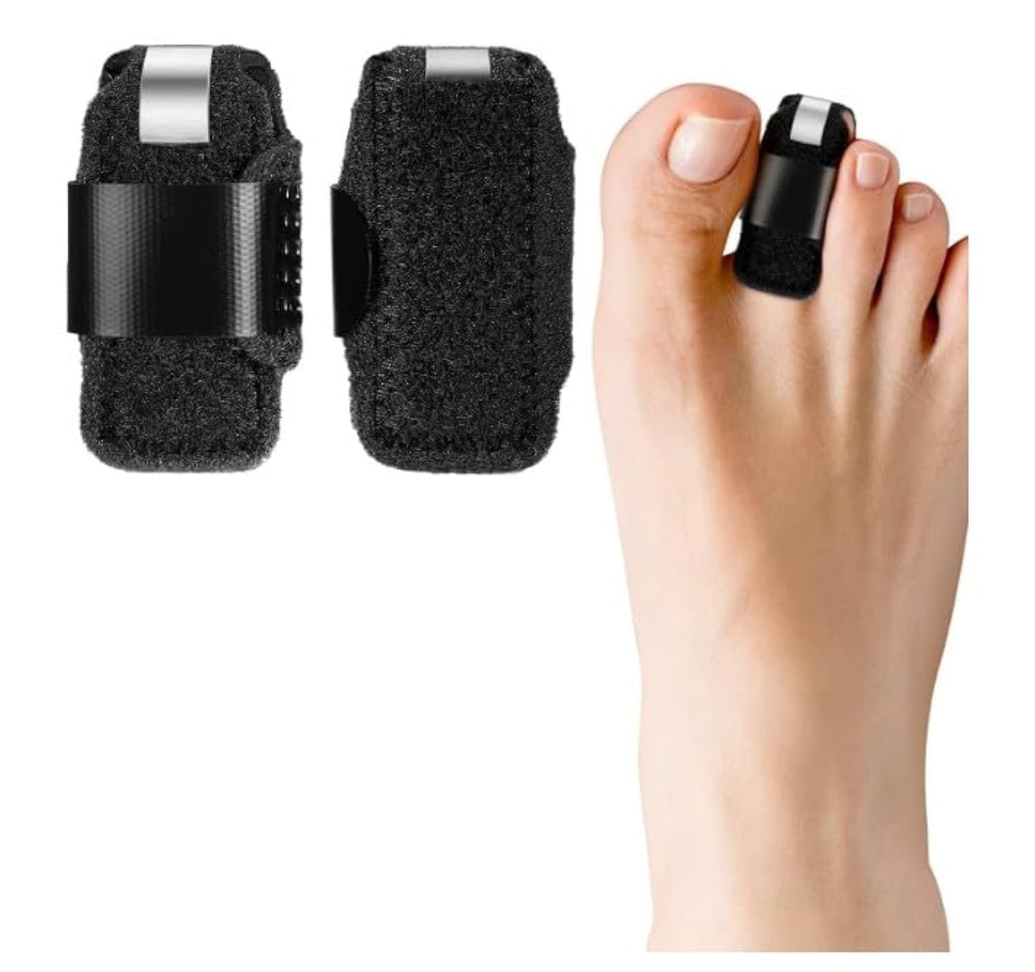 Zhuluck 2 Pcs Black Toe Splint for Broken Straightener Universal,