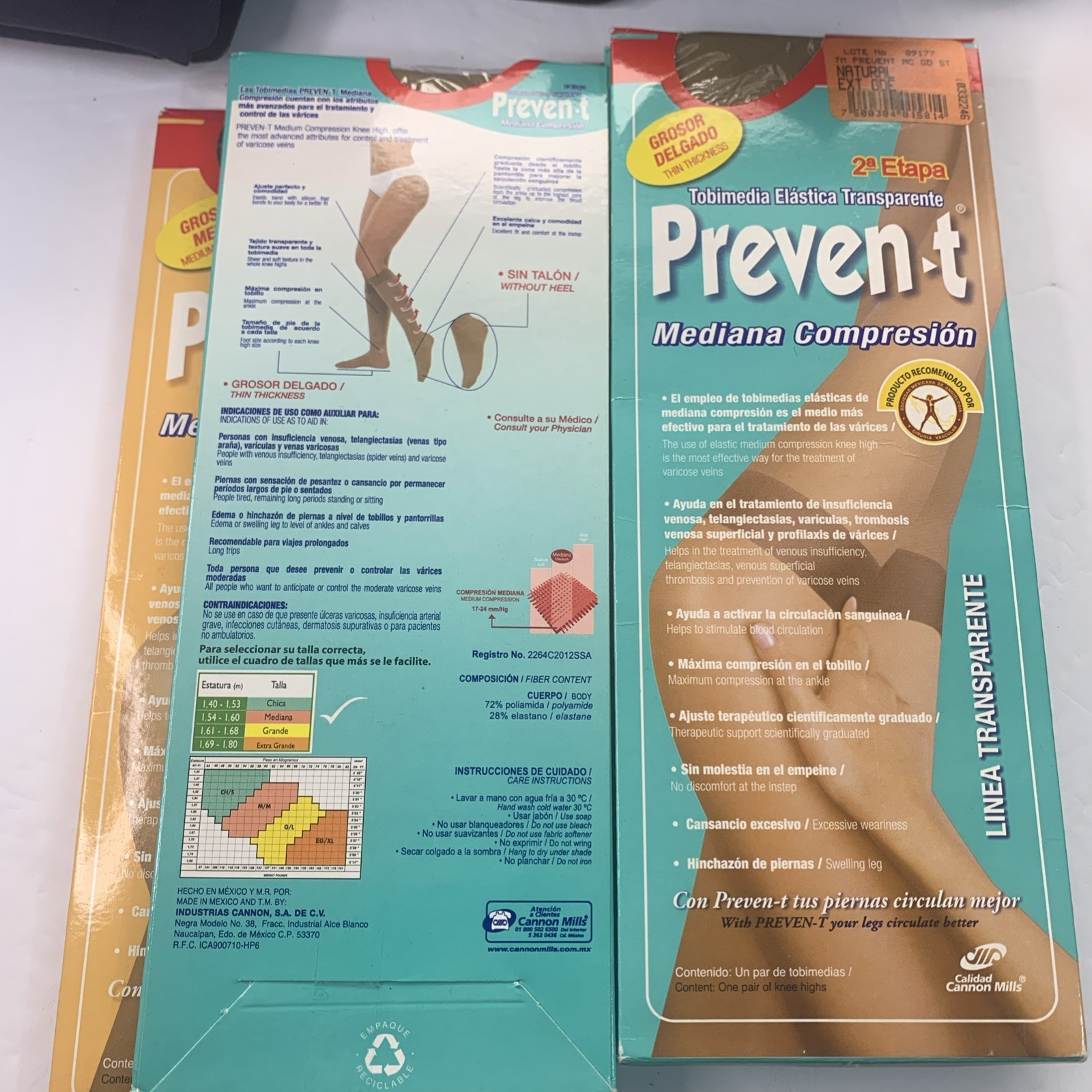 Preven-t Elastic Set of 4 Knee High . Color Natural medium compression (xl)