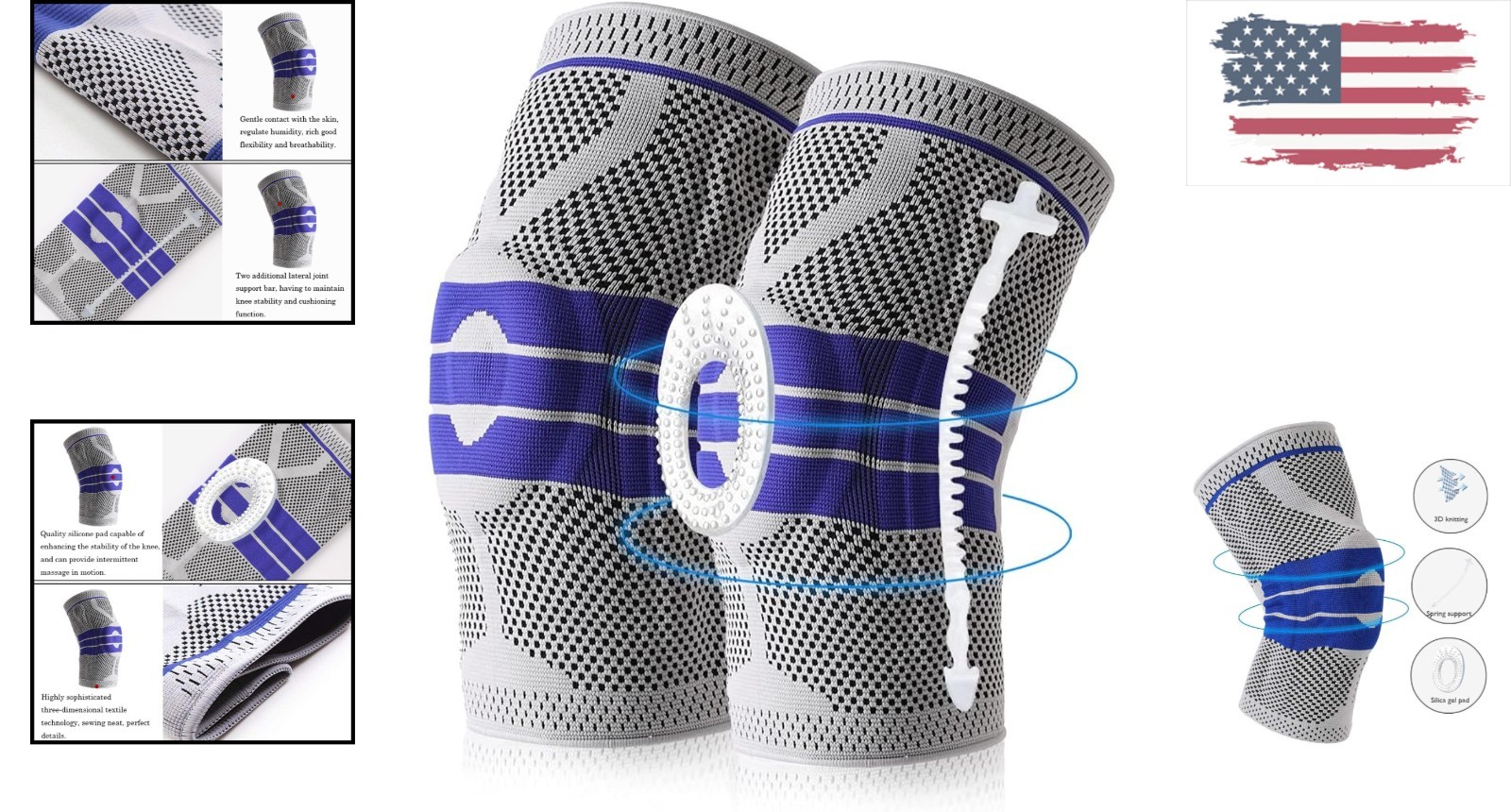 Recovery-Knee Brace Compression Sleeve with Spring Support – X-Large Pack Of 2