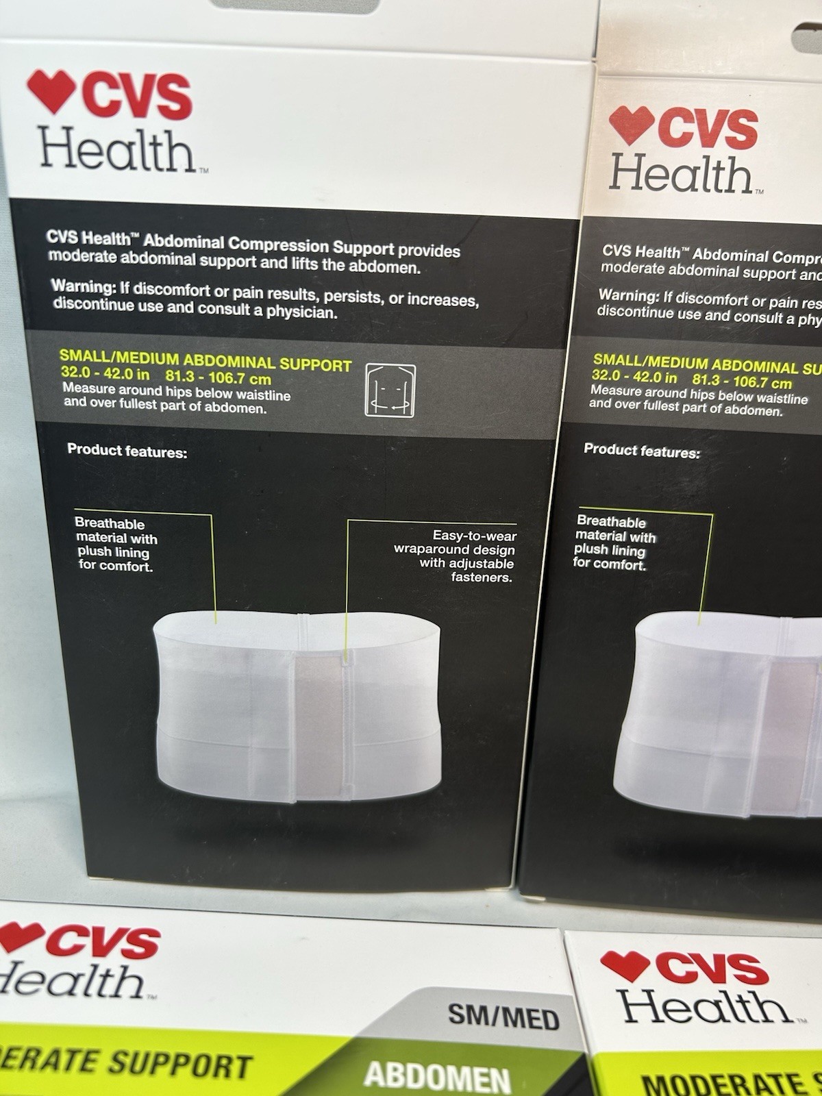 CVS Health abdominal compression support, Moderate Support Size SM/MED Lot Of 4