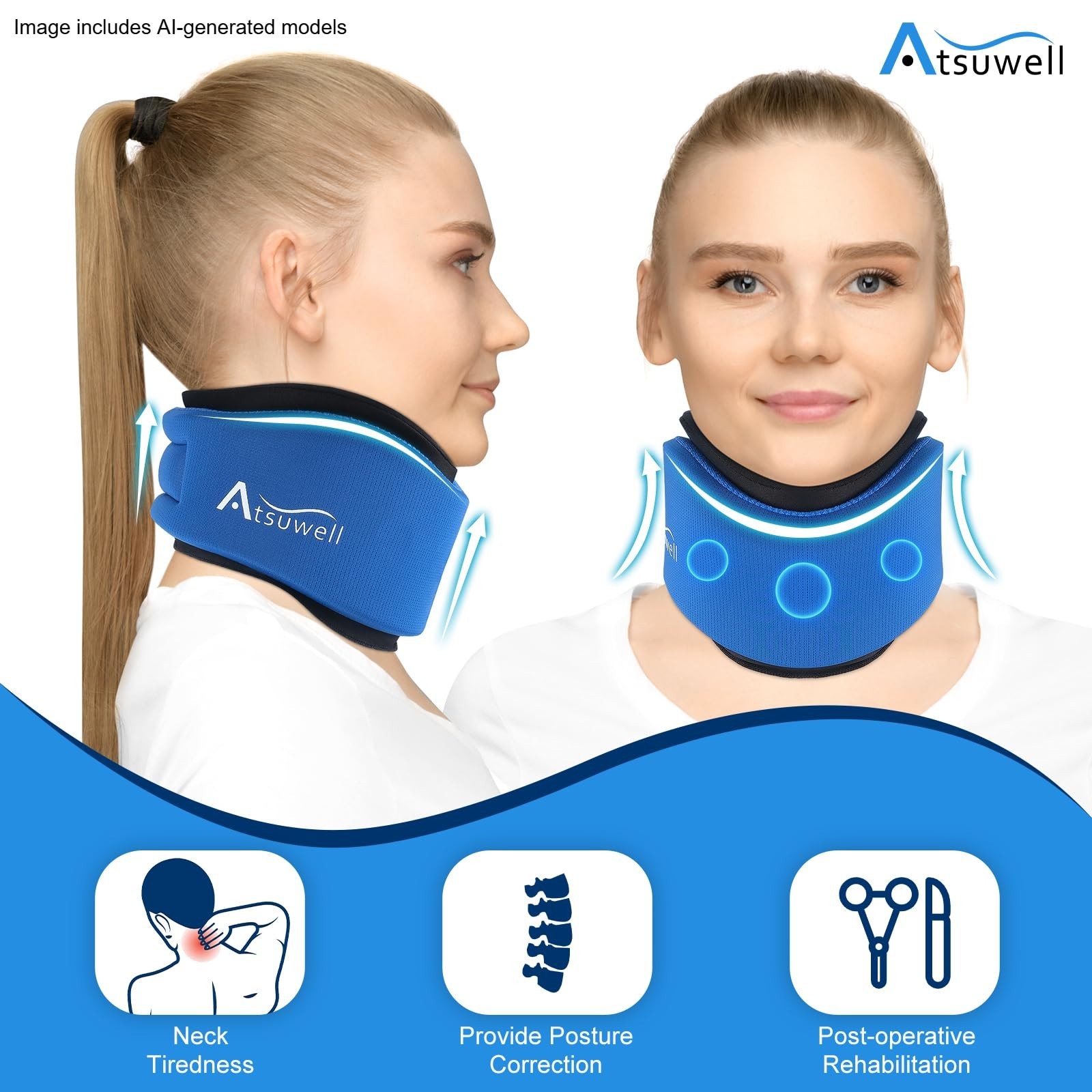 Adjustable Neck Brace for Sleeping, Soft Cervical Support Collar with Reusable H
