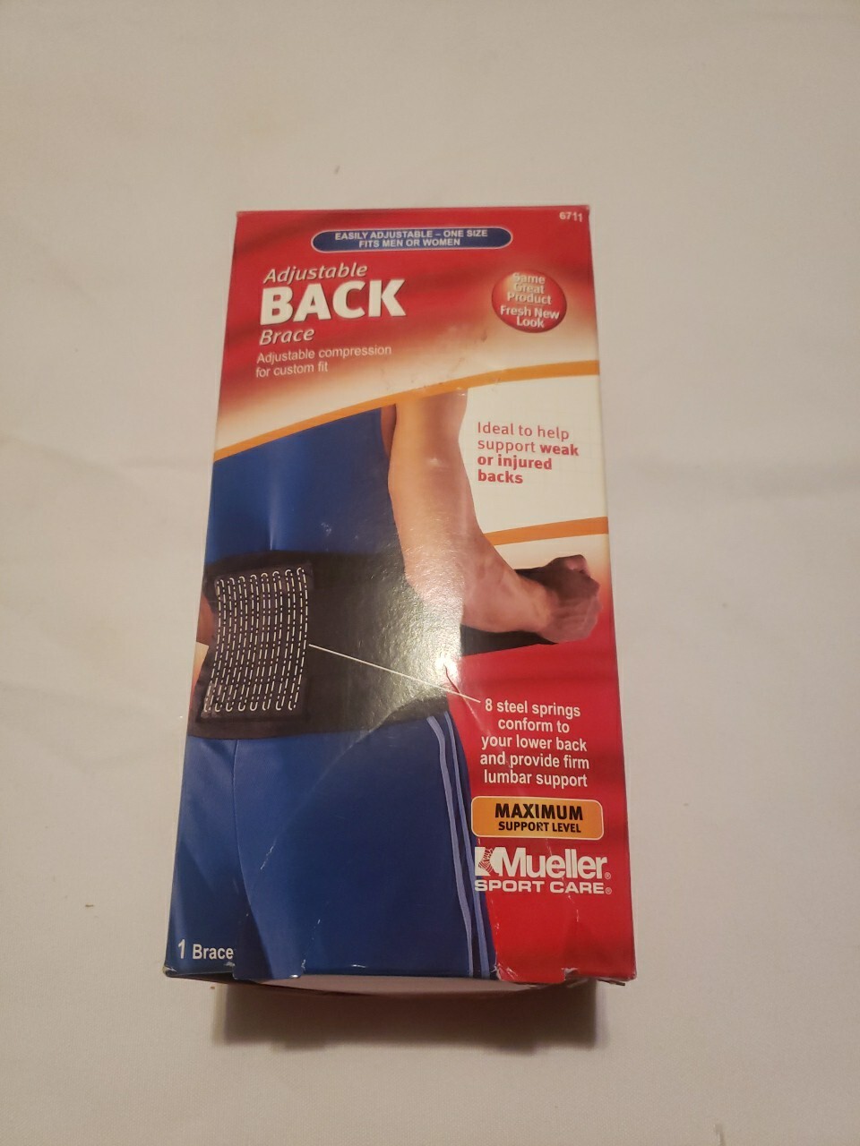 Mueller Adjustable Back Brace Maximum Support Level #6711 lower back NIB