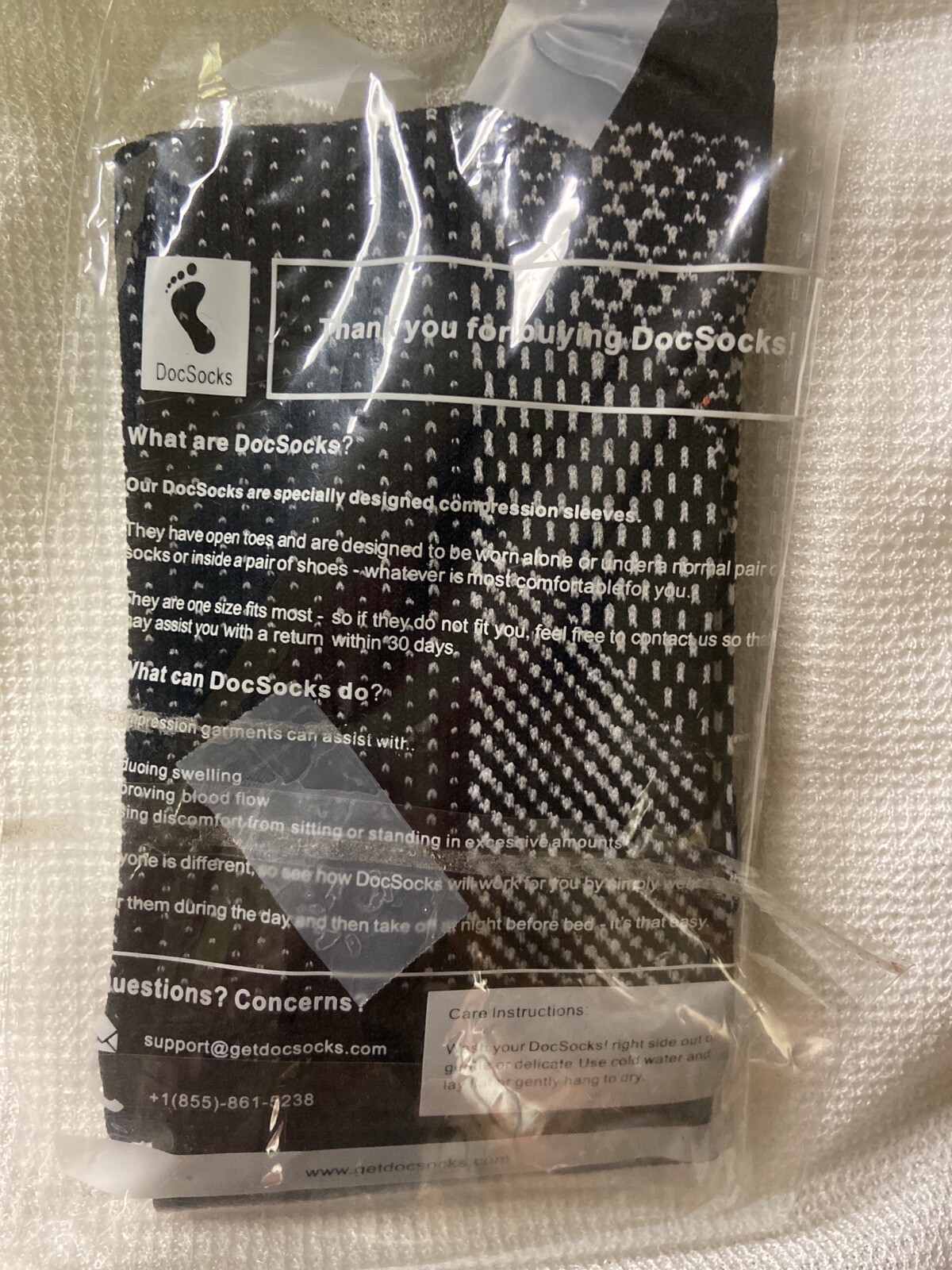 DocSocks- 1 Pair Black Compression Toeless Ankle Sleeves Socks New!