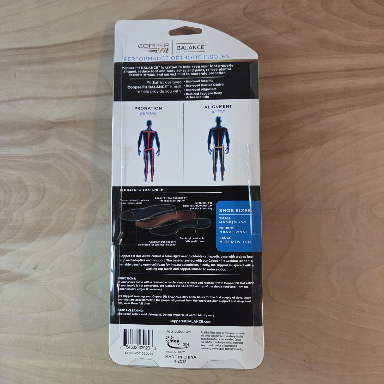 COPPER FIT BALANCE Performance Orthotic Insoles Small M 6.5-8 W 7.5-9 New sealed